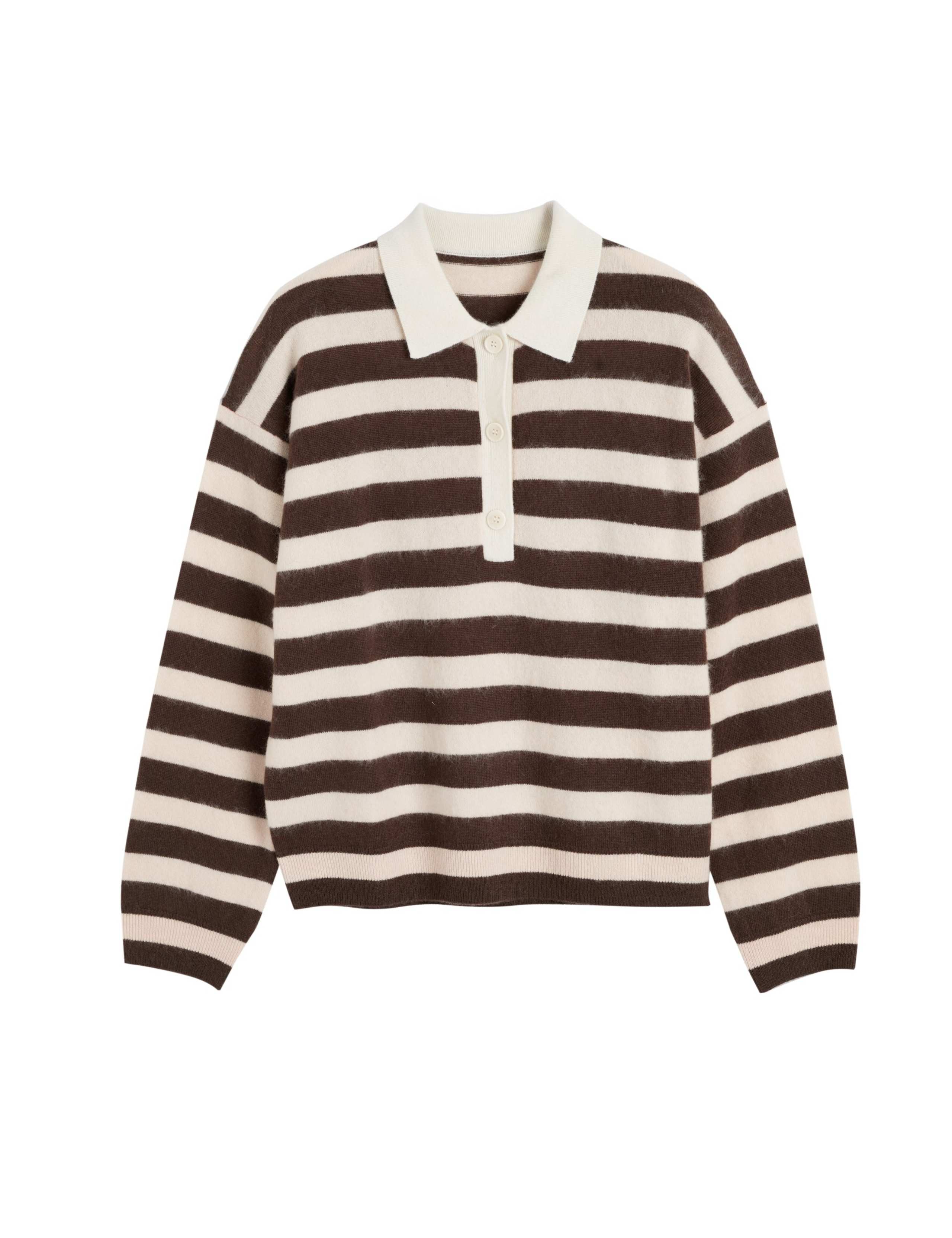 Pure Merino Wool Striped Collared Sweatshirt 2 of 4
