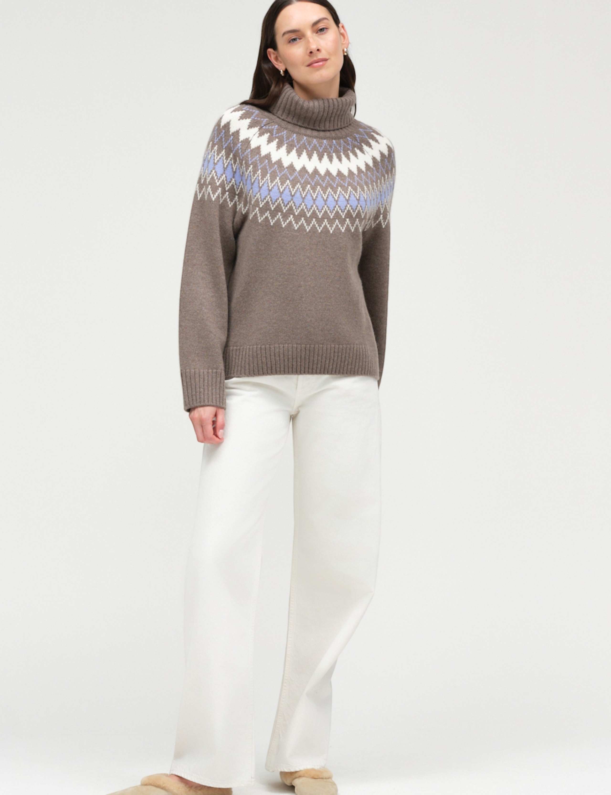 Wool with Cashmere Fair Isle Polo Neck Jumper 3 of 4