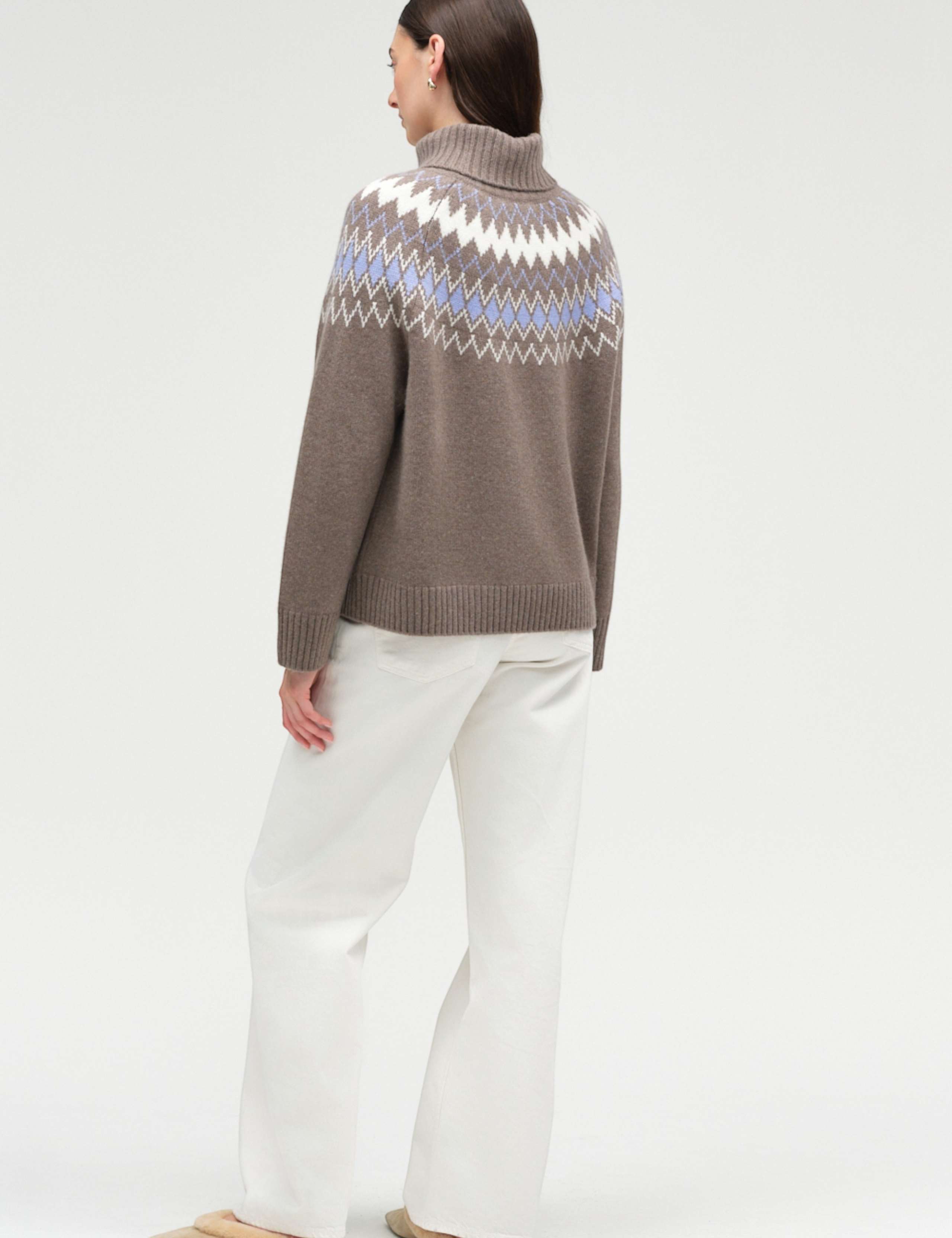 Wool with Cashmere Fair Isle Polo Neck Jumper 4 of 4