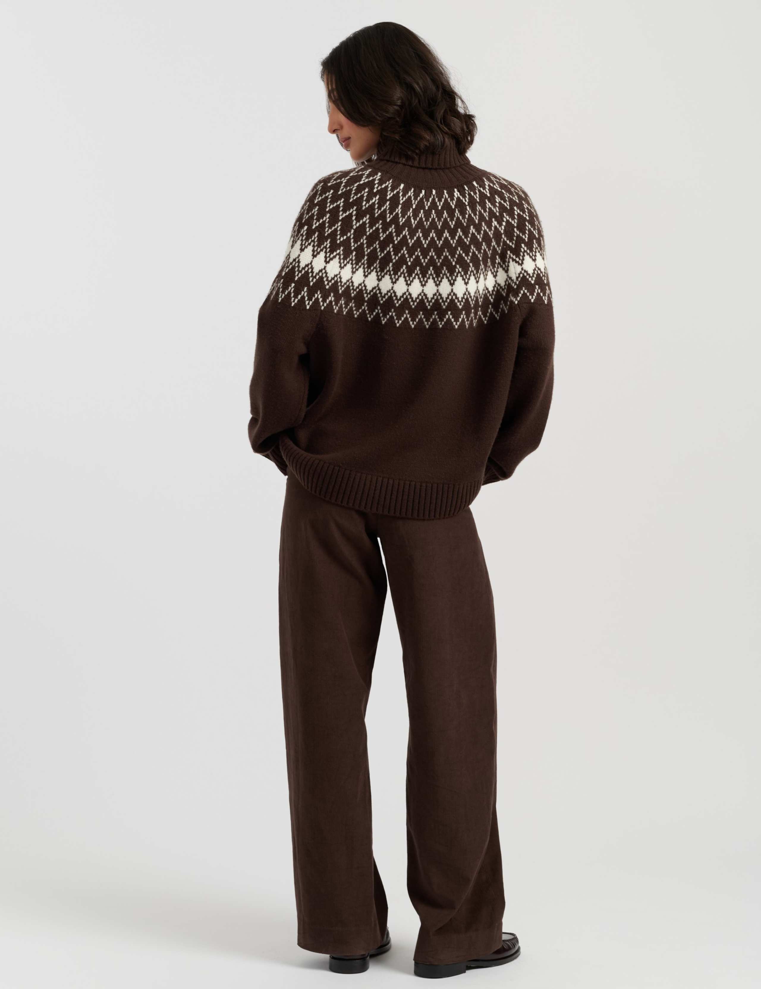 Wool with Cashmere Fair Isle Polo Neck Jumper 3 of 3