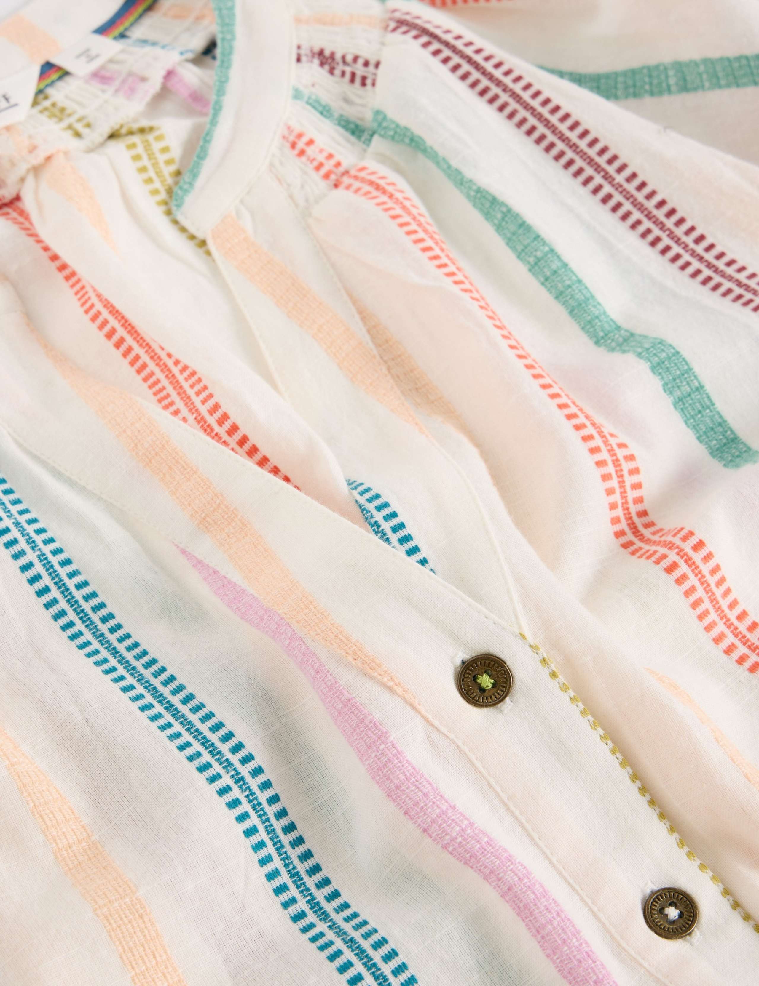 Pure Cotton Jacquard Striped Notch Neck Top 6 of 6