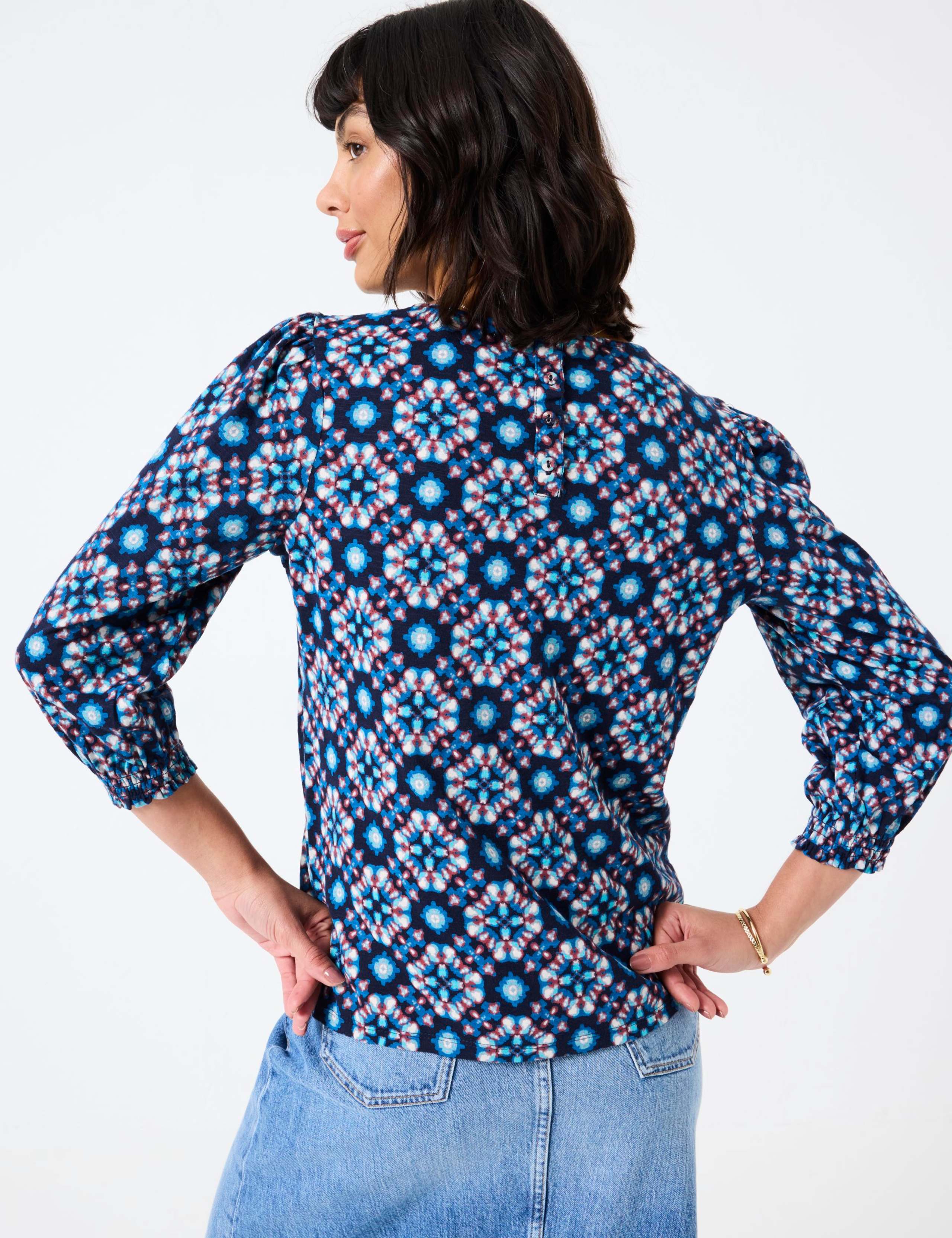 Cotton Rich Abstract Print Top 3 of 5