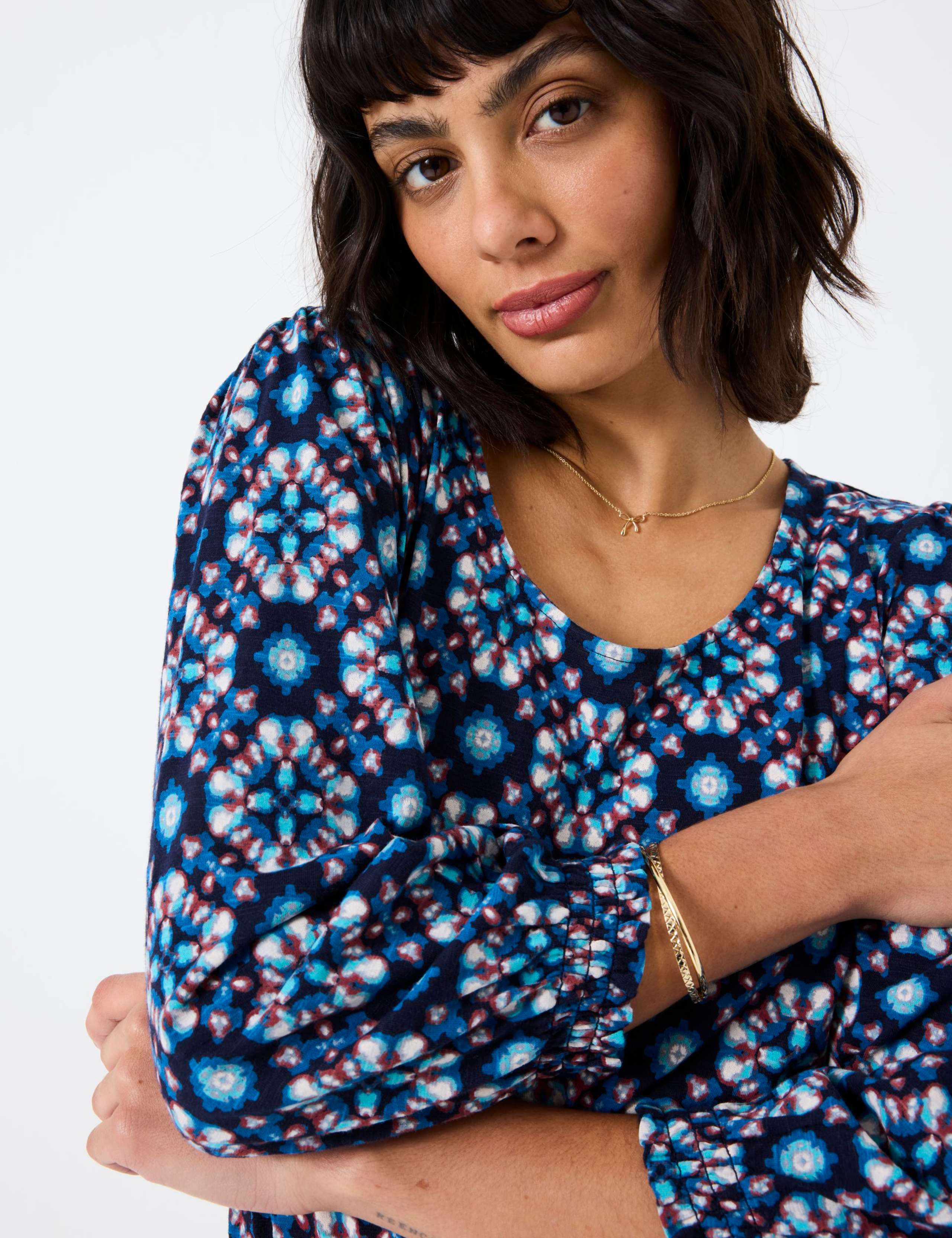 Cotton Rich Abstract Print Top 4 of 5