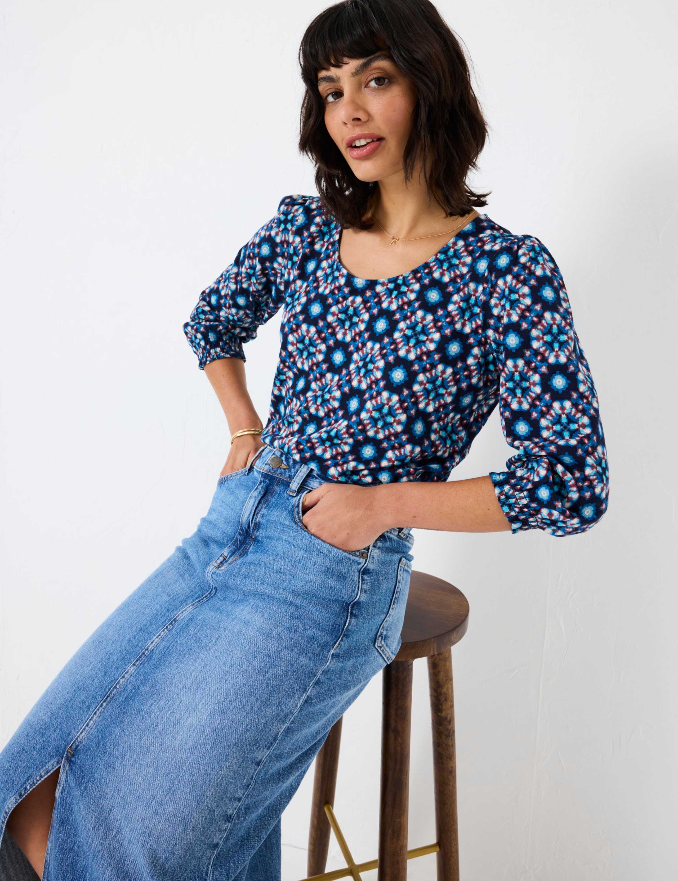Cotton Rich Abstract Print Top 5 of 5