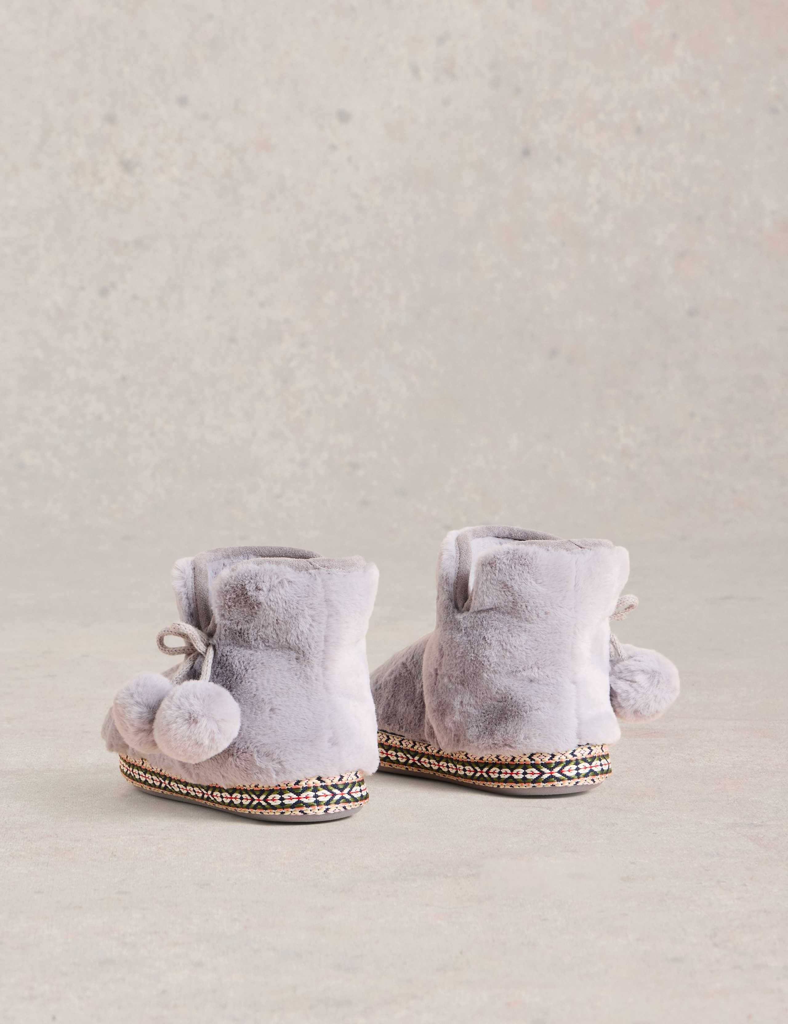 Faux Fur Pom Pom Slipper Boots 3 of 4