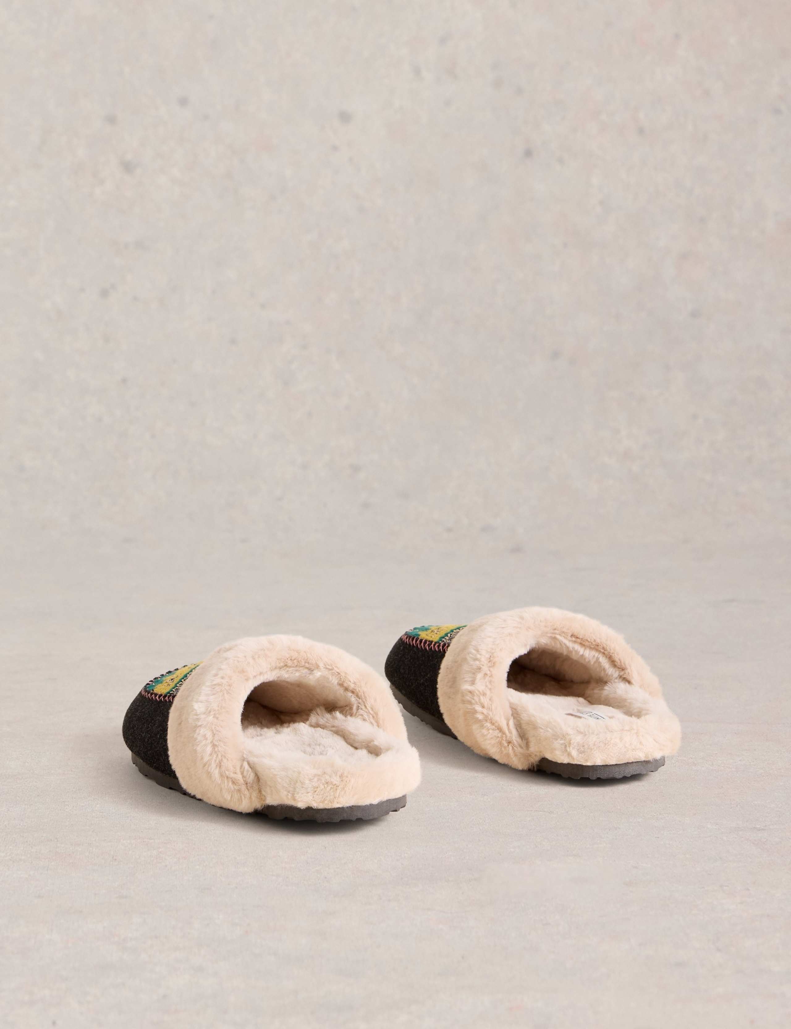Shearling Lined Knitted Mule Slippers 3 of 4