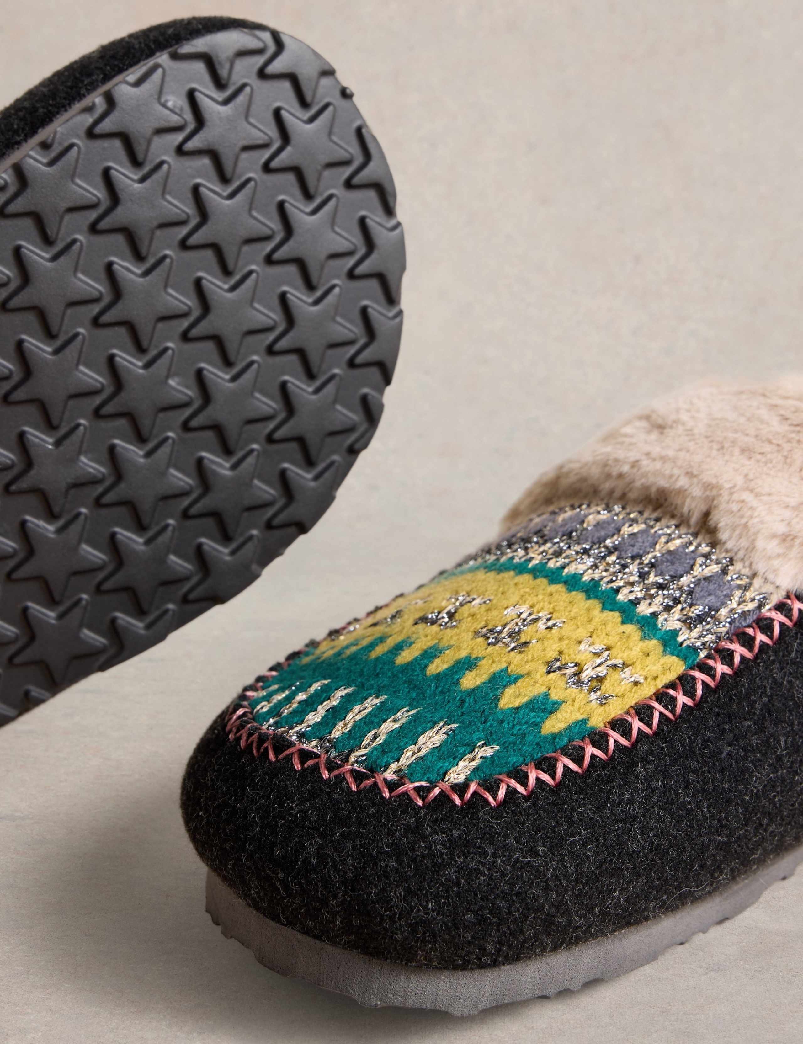 Shearling Lined Knitted Mule Slippers 4 of 4