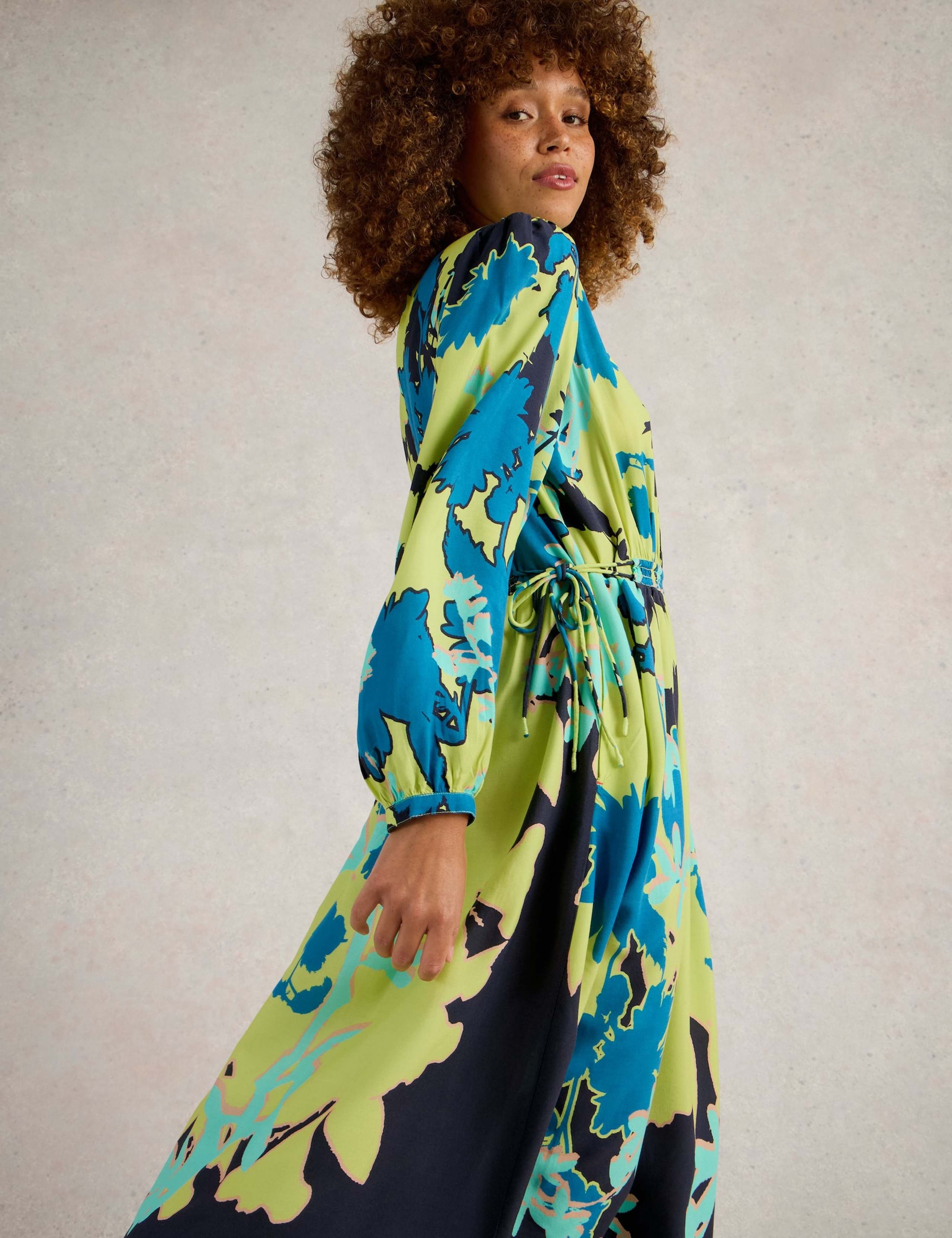 Printed High Neck Midi Waisted Dress 5 of 6