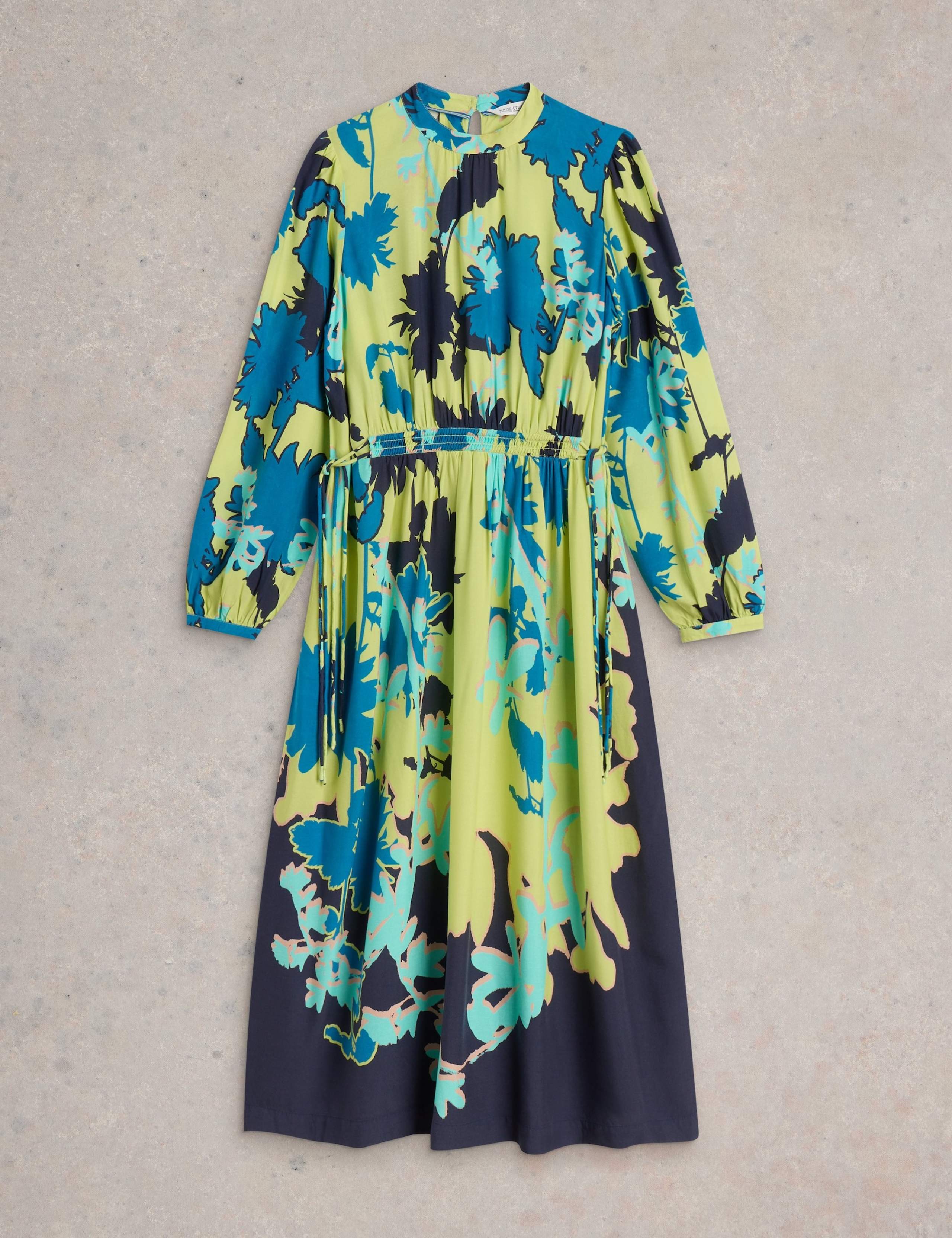 Printed High Neck Midi Waisted Dress 2 of 6
