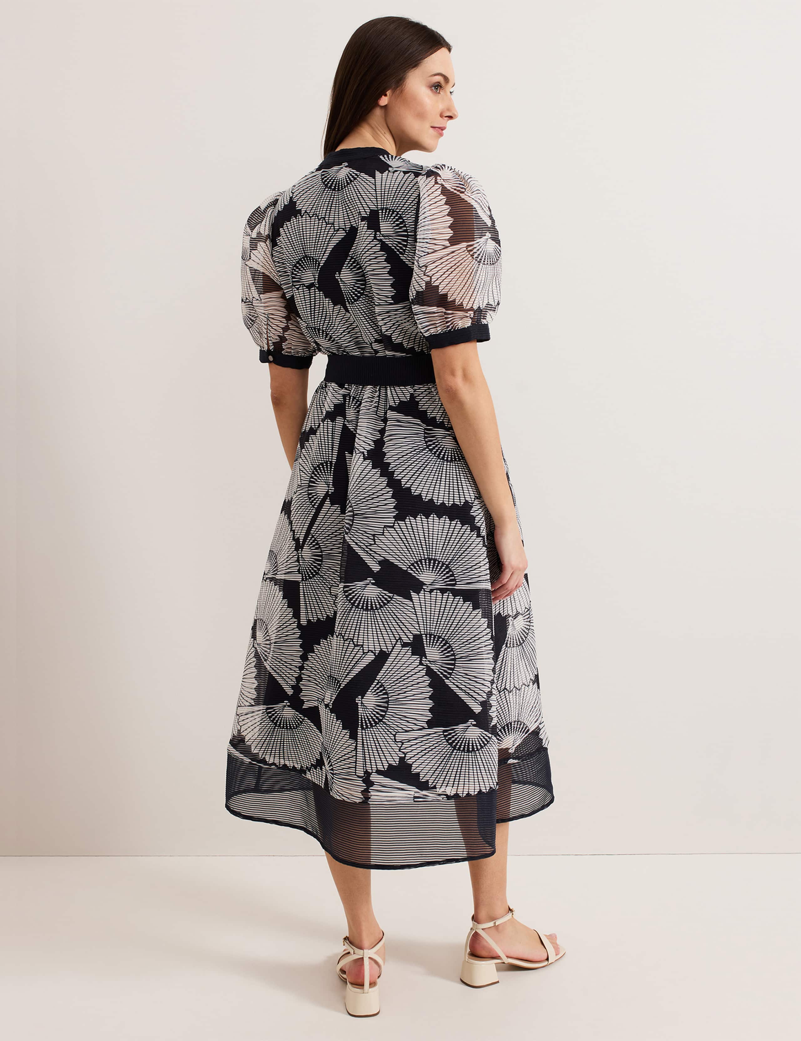 Printed V-Neck Midi Skater Dress 3 of 8