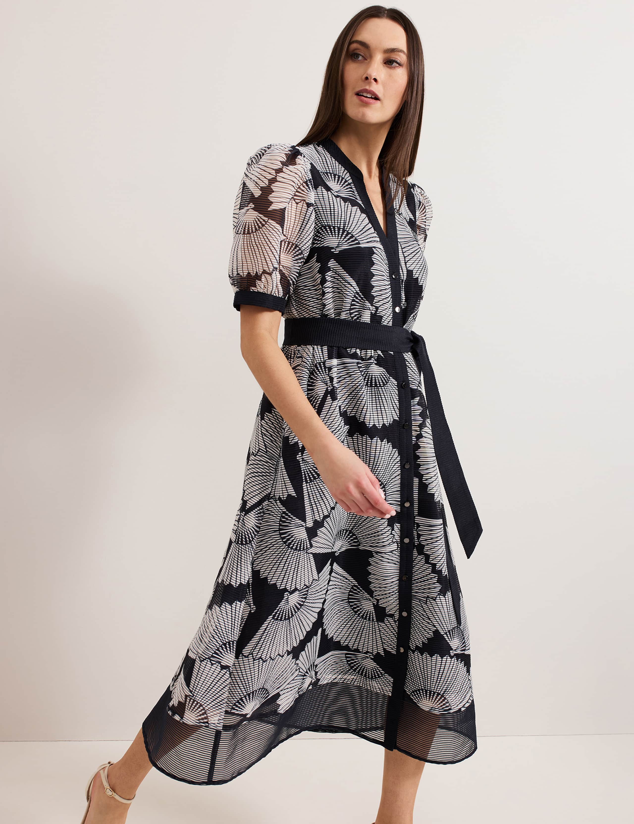 Printed V-Neck Midi Skater Dress 7 of 8