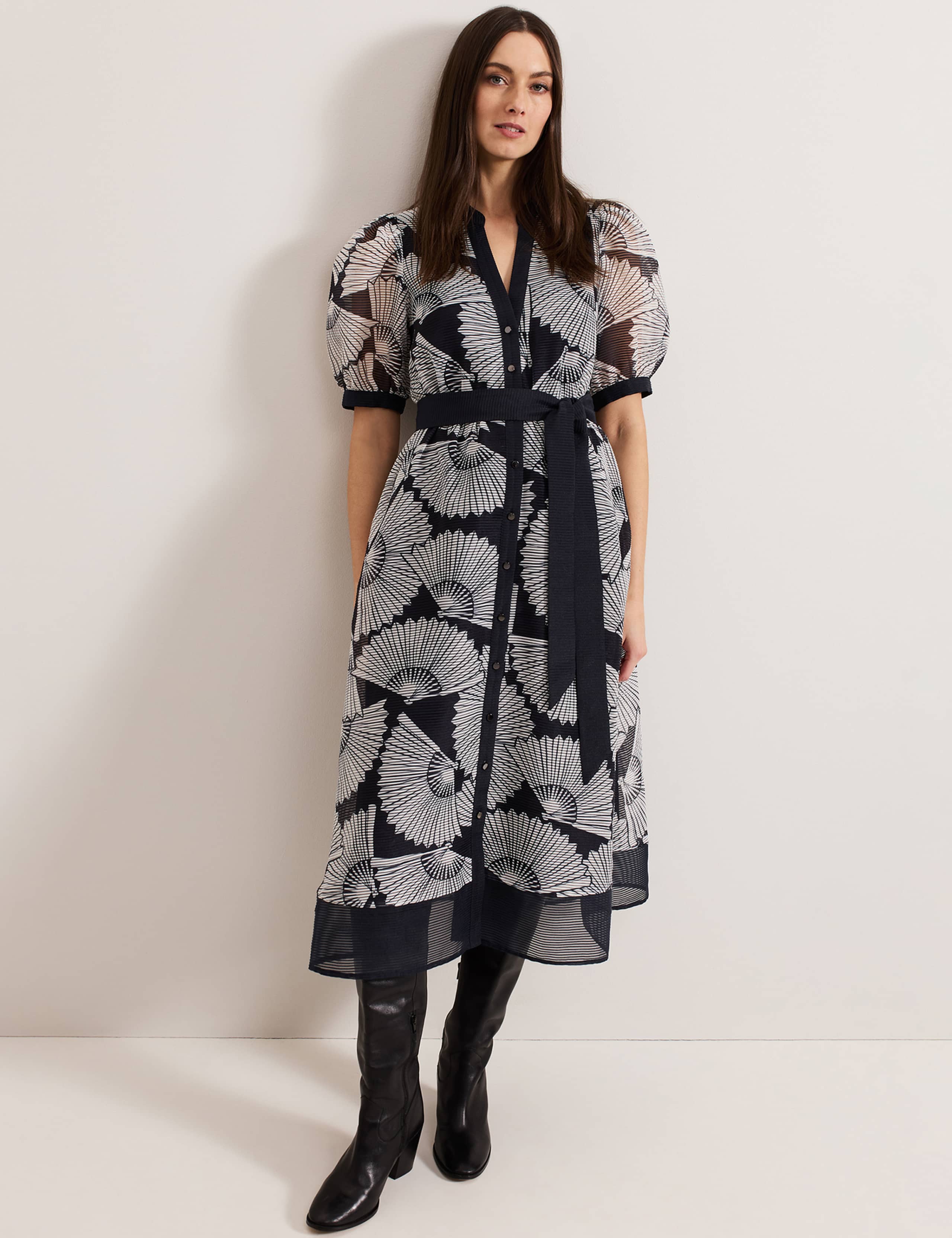 Printed V-Neck Midi Skater Dress 8 of 8