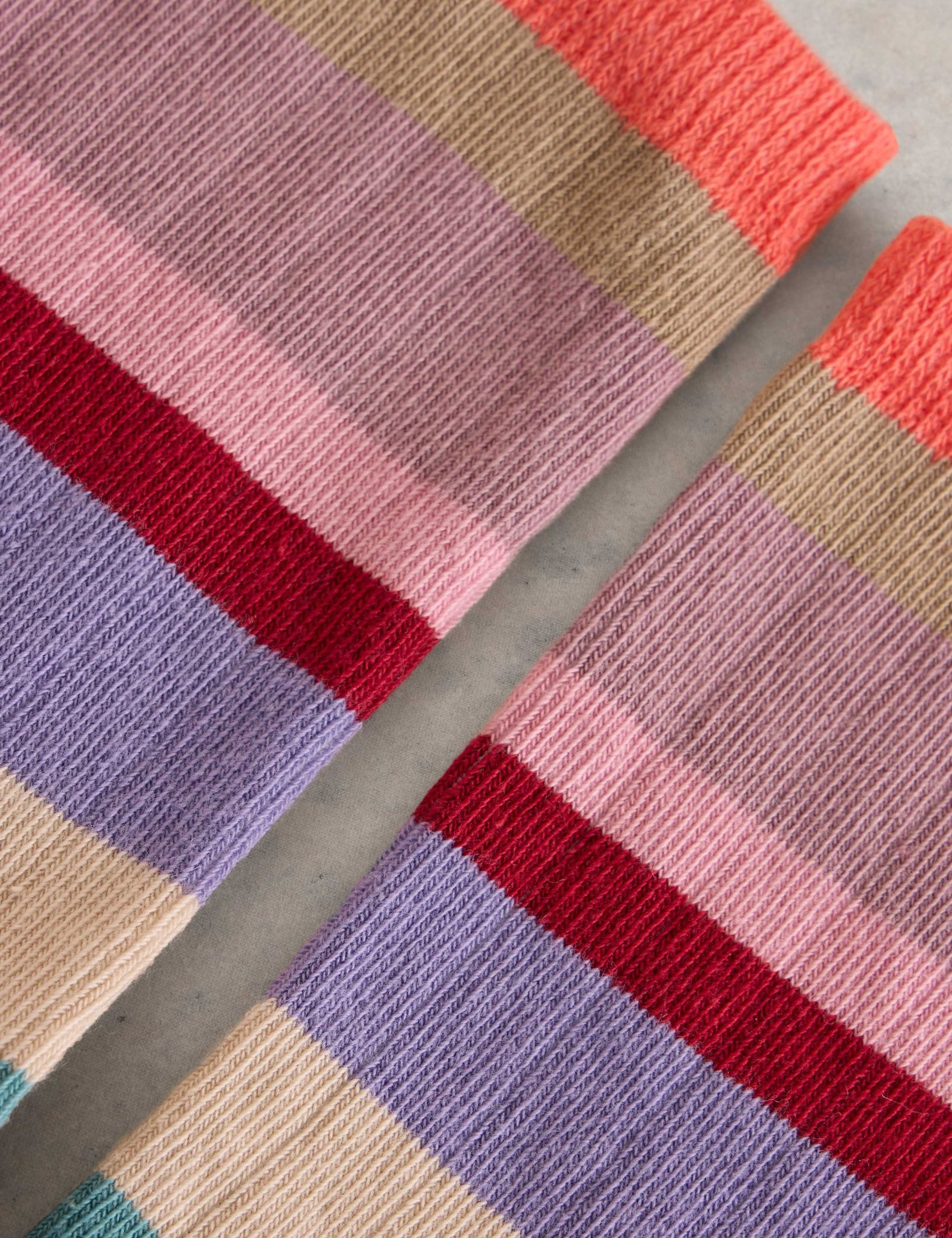 Cotton Rich Striped Ankle High Socks 2 of 2
