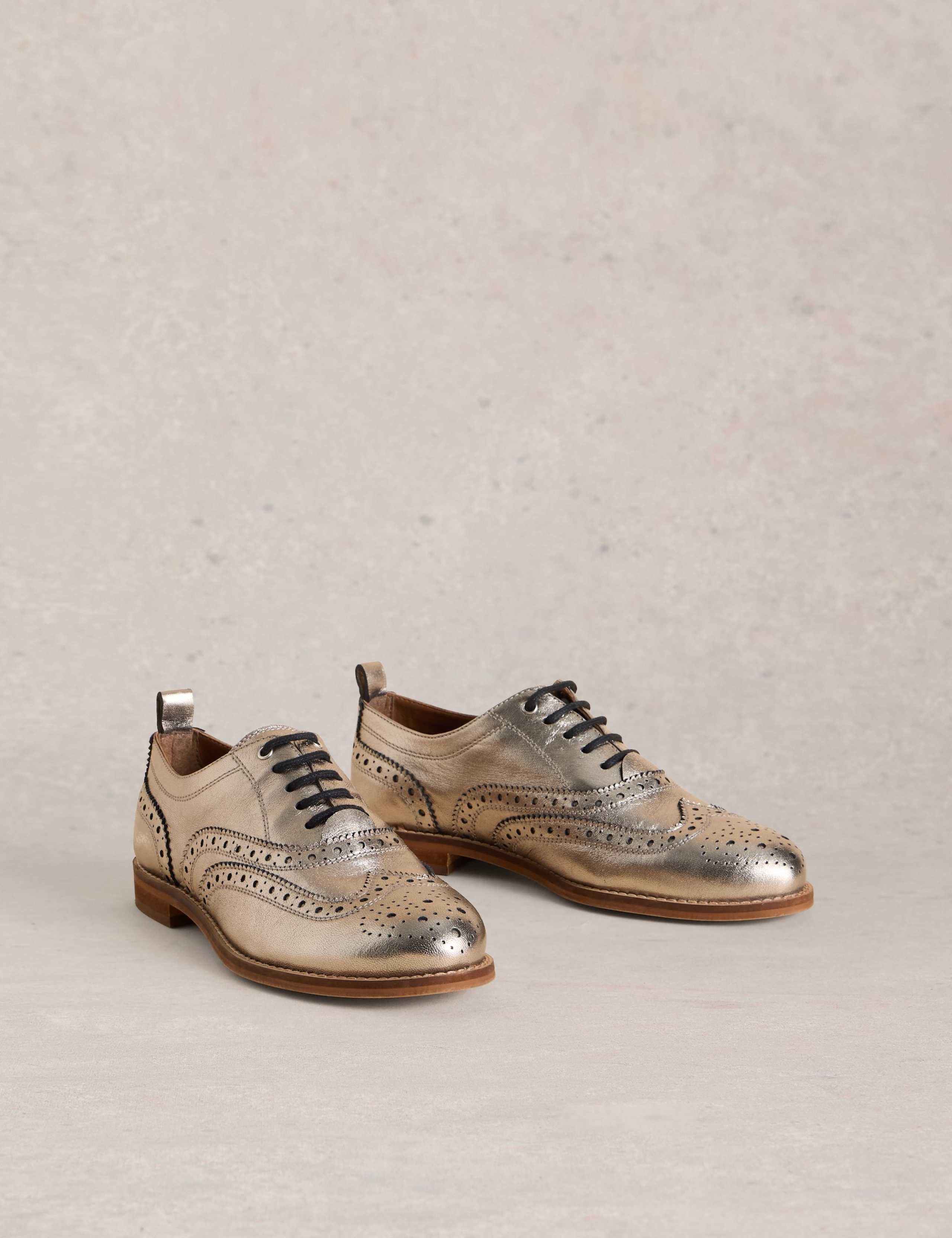Leather Metallic Flatform Brogues 2 of 4