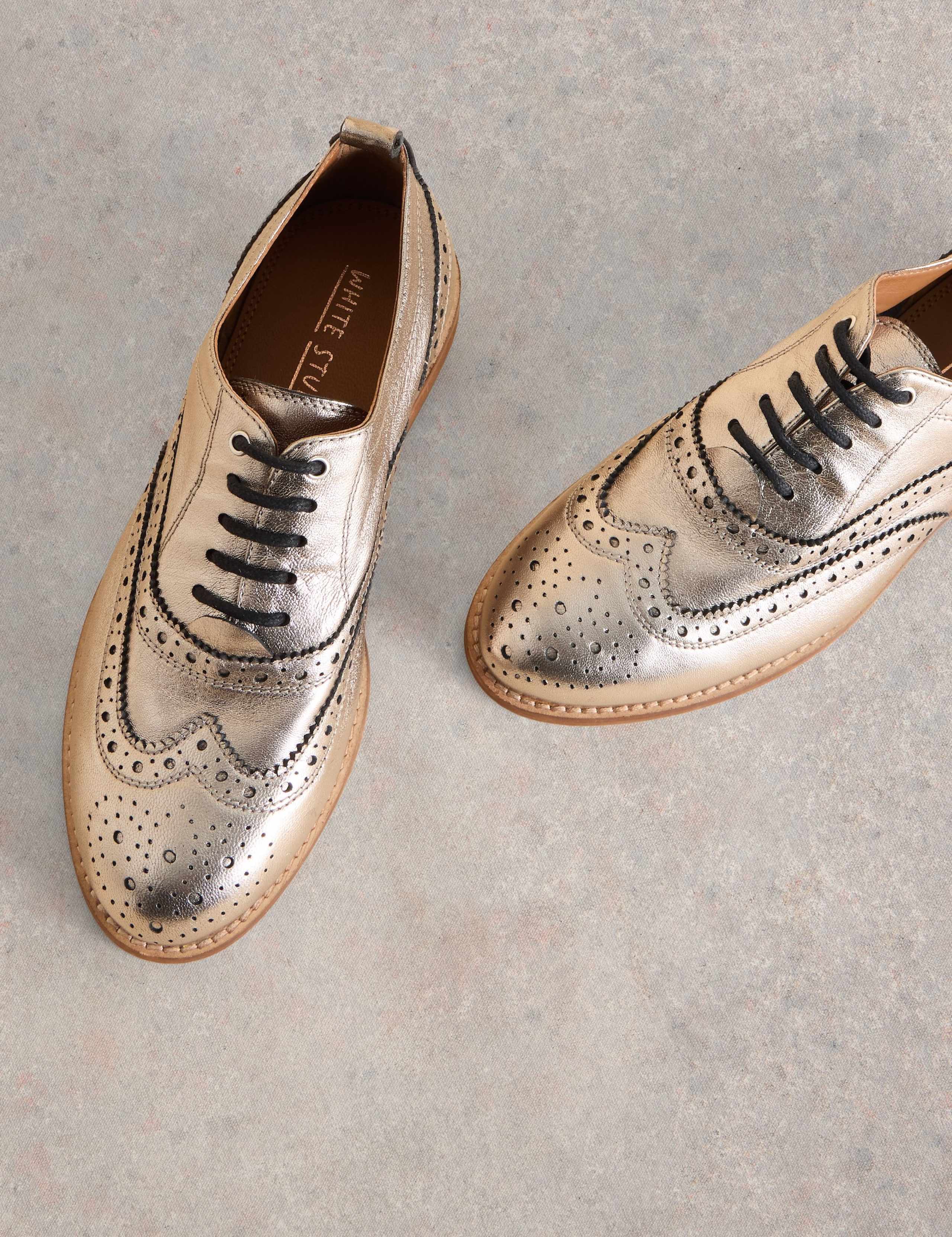 Leather Metallic Flatform Brogues 4 of 4