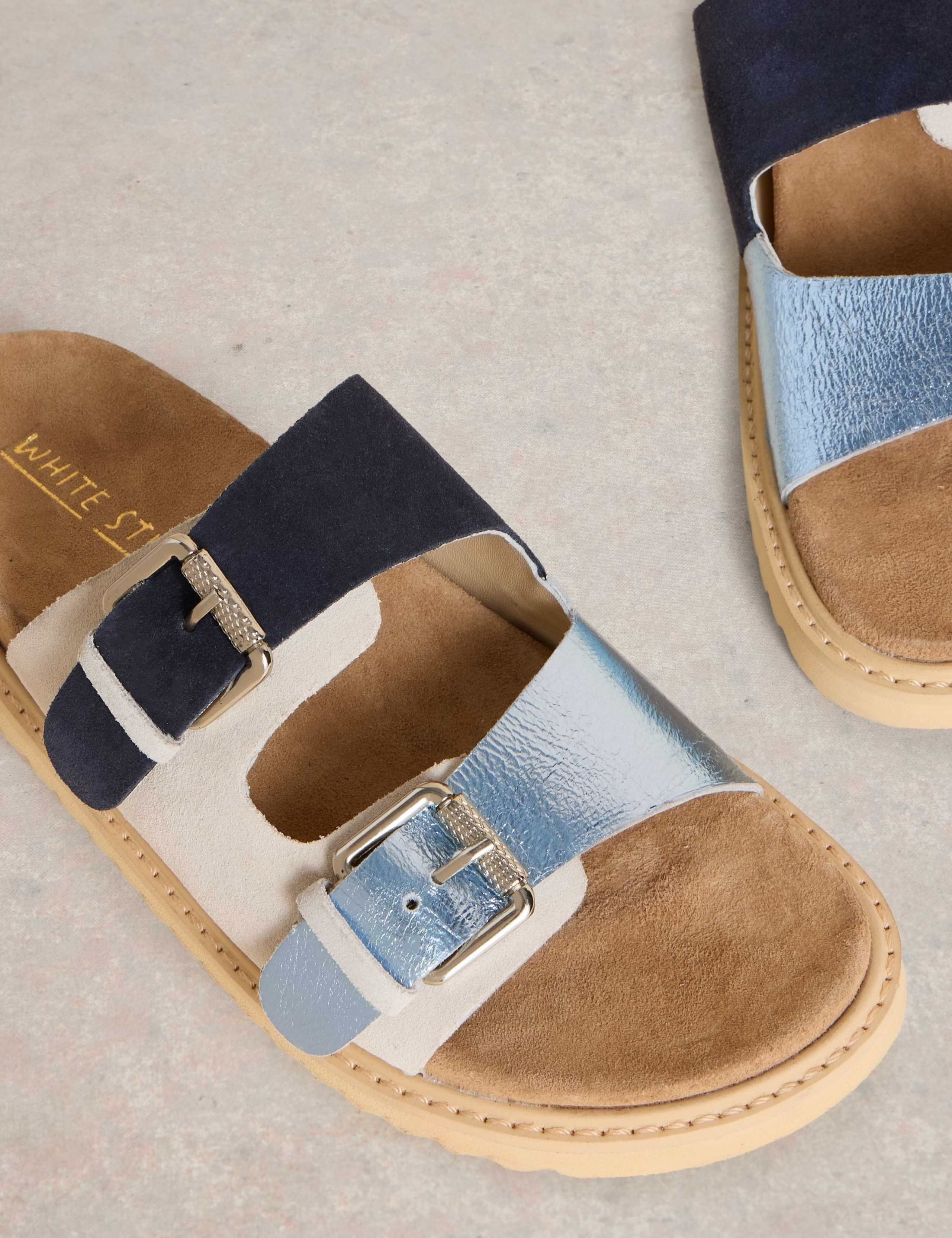 Suede Colour Block Footbed Sandals 4 of 4