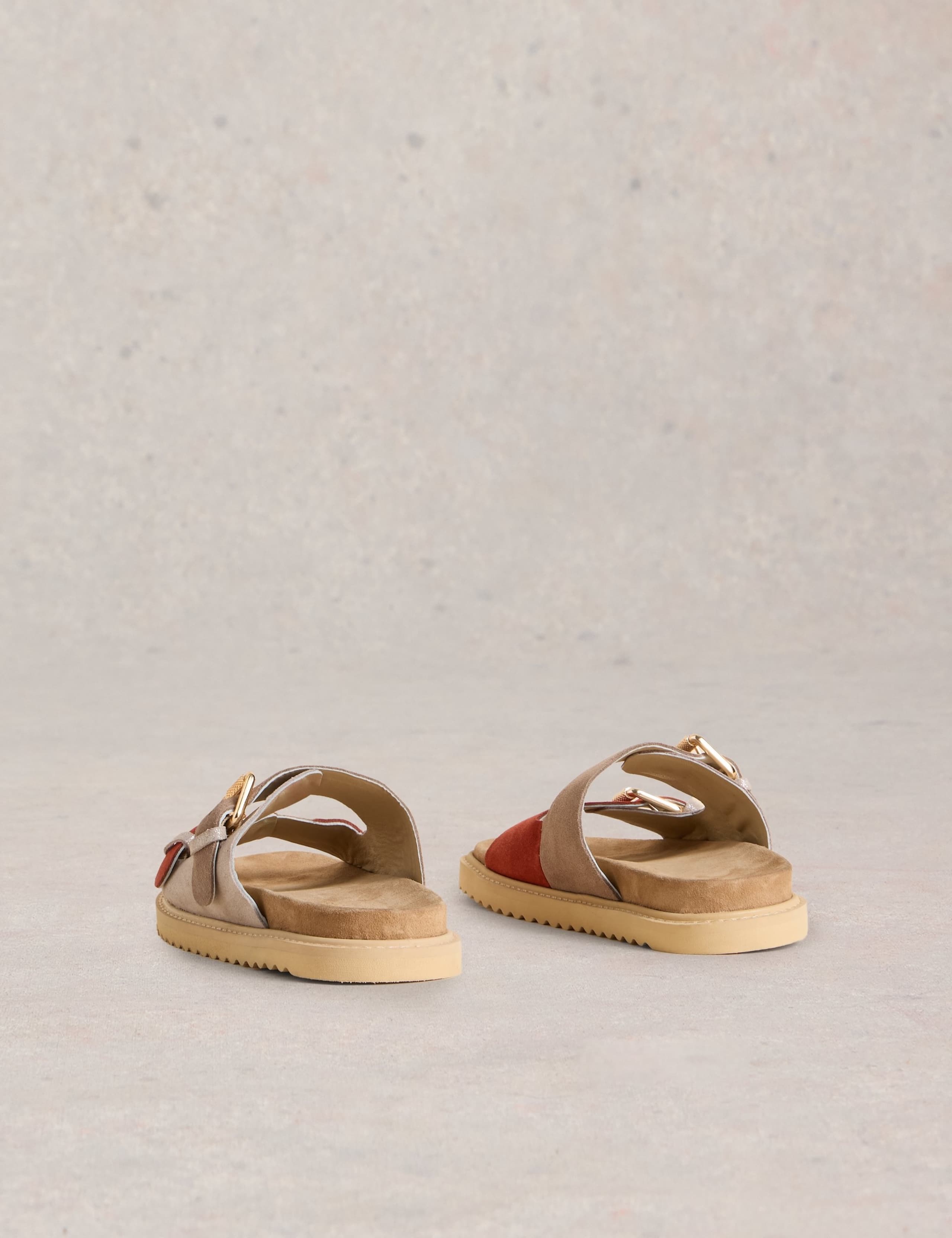 Suede Colour Block Footbed Sandals 3 of 4