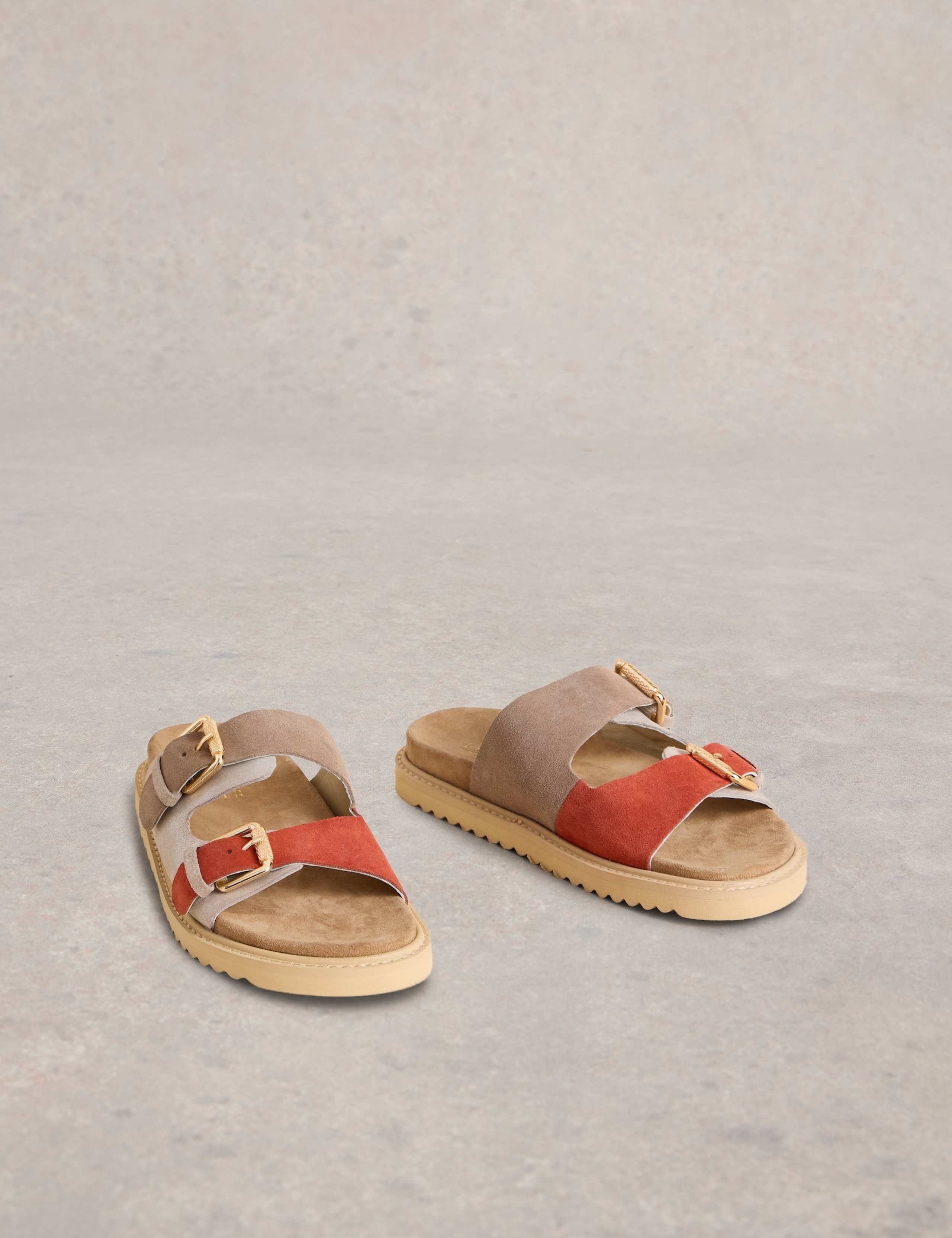 Suede Colour Block Footbed Sandals 2 of 4