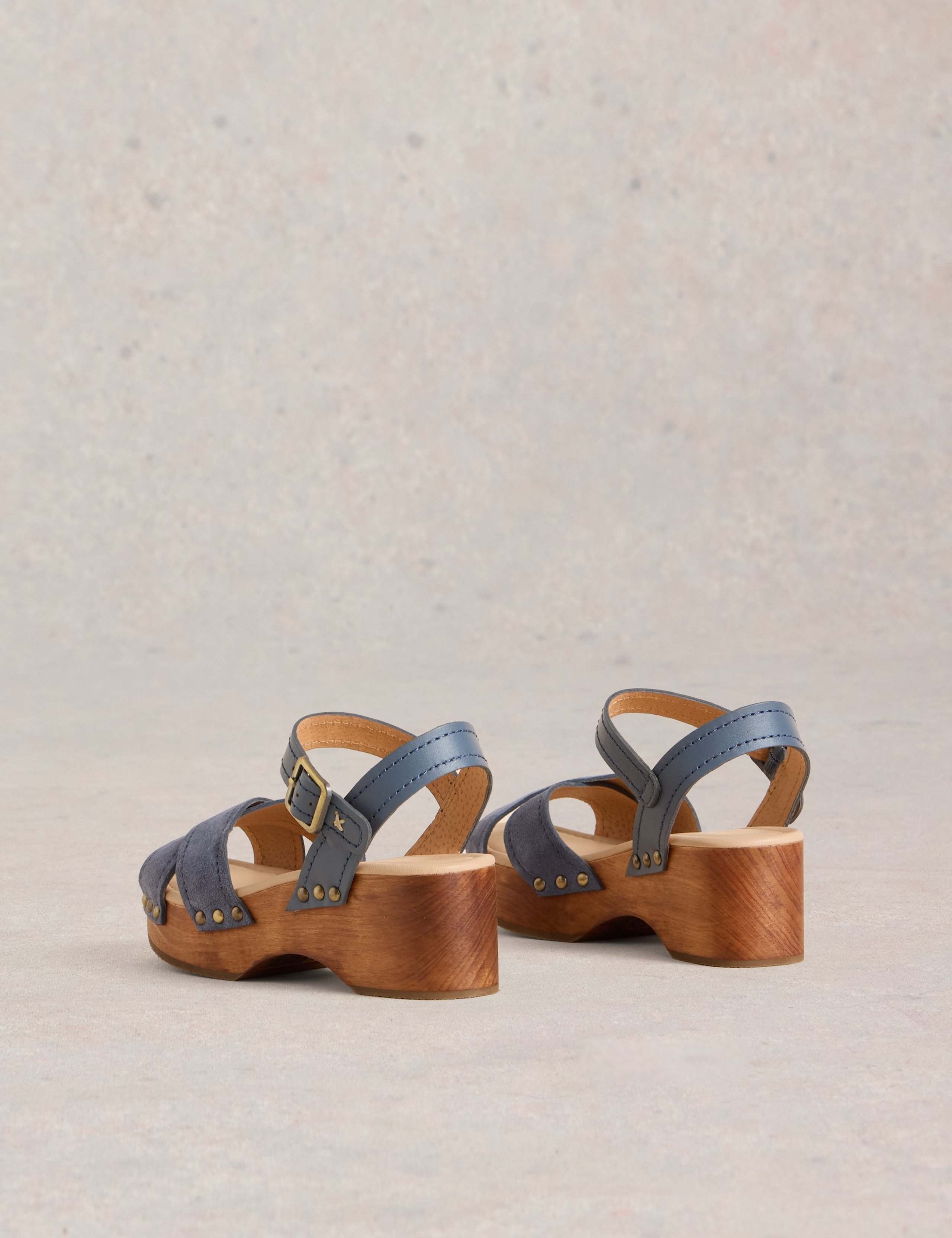 Suede Ankle Strap Block Heel Clogs 3 of 4