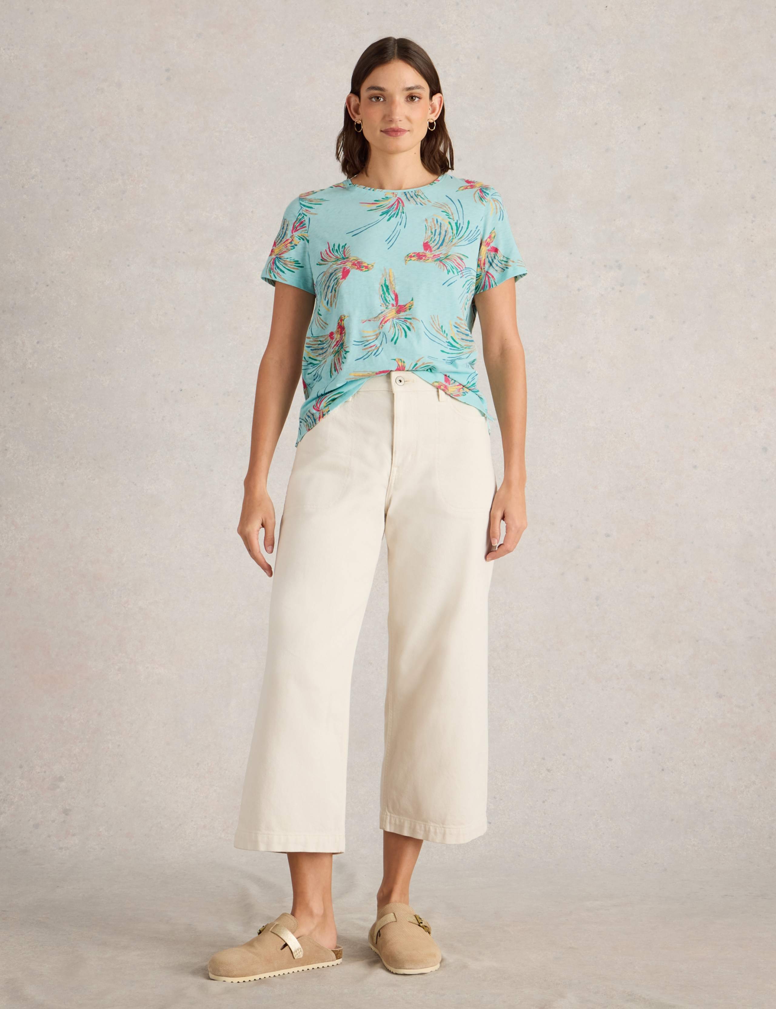 Pure Cotton Tropical Bird Print T-Shirt 4 of 7
