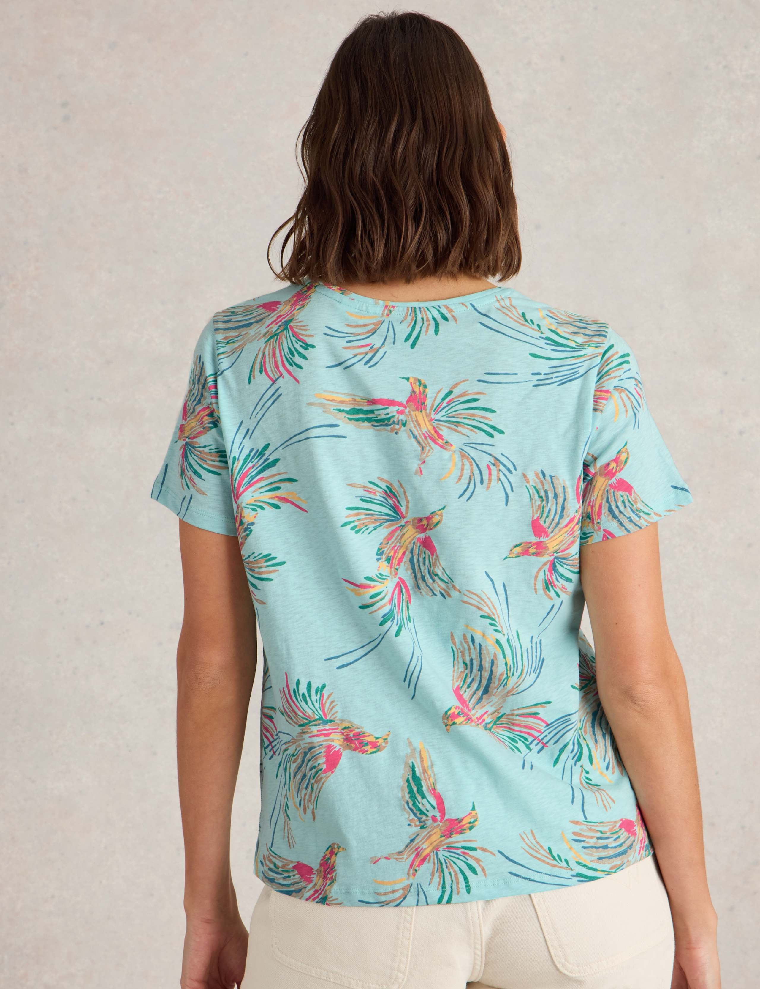 Pure Cotton Tropical Bird Print T-Shirt 5 of 7