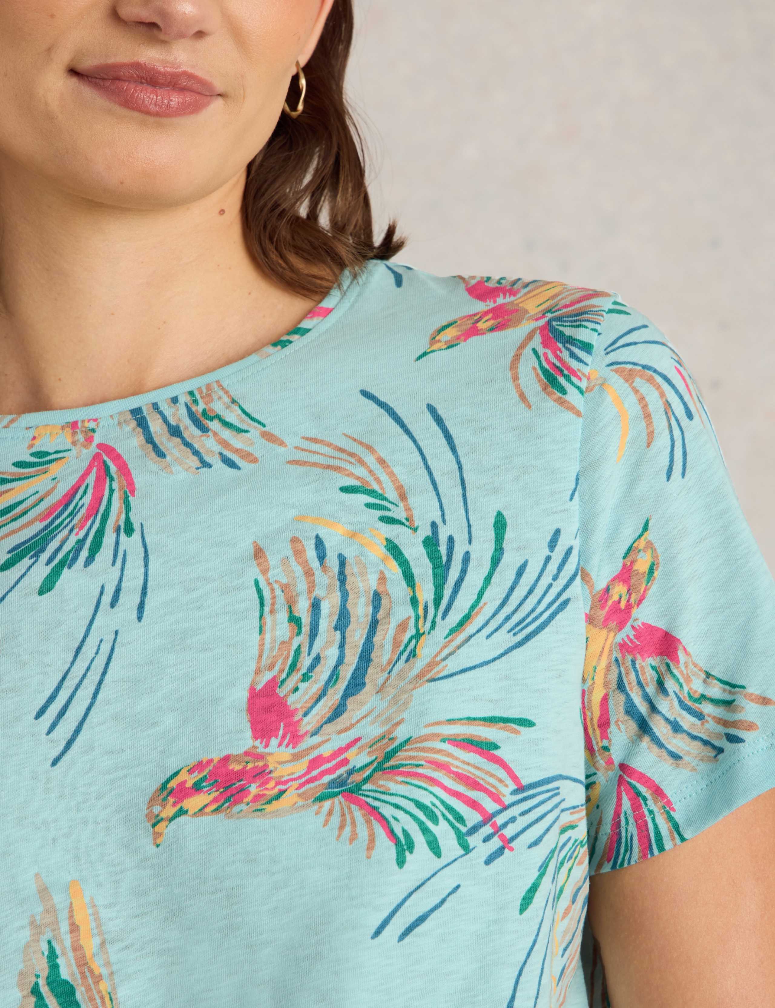 Pure Cotton Tropical Bird Print T-Shirt 6 of 7