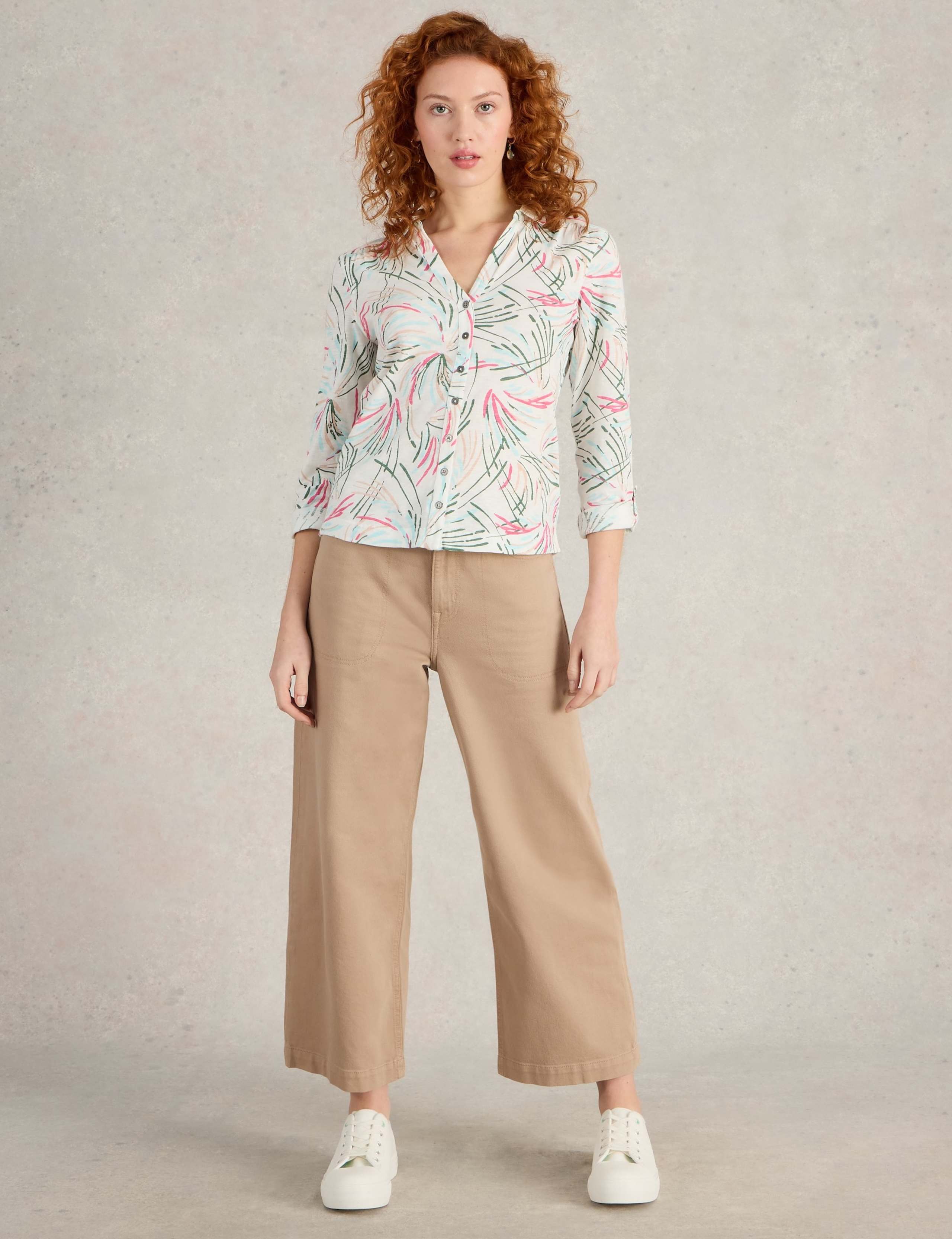 Jersey Printed Collared V-Neck Shirt 3 of 6