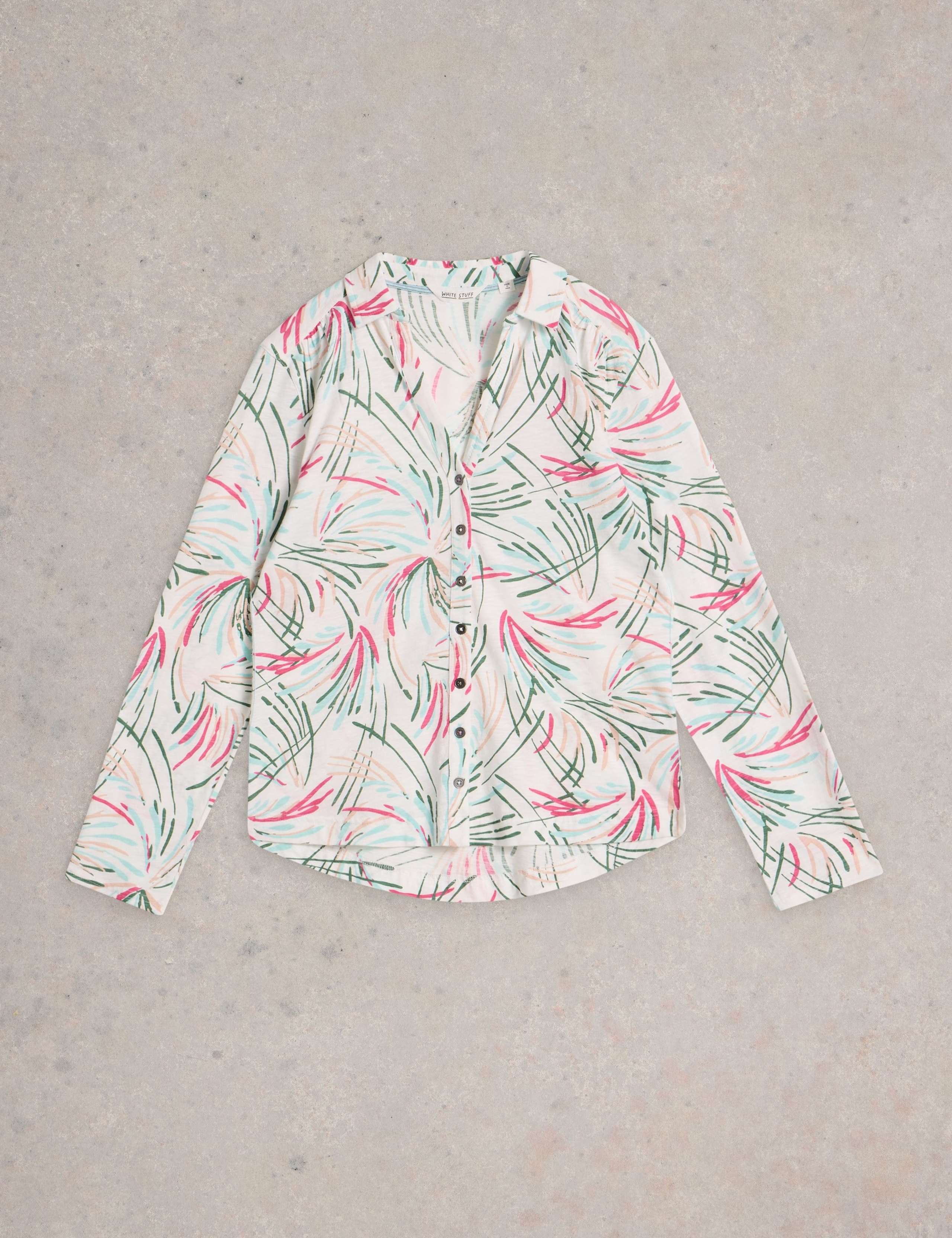 Jersey Printed Collared V-Neck Shirt 2 of 6