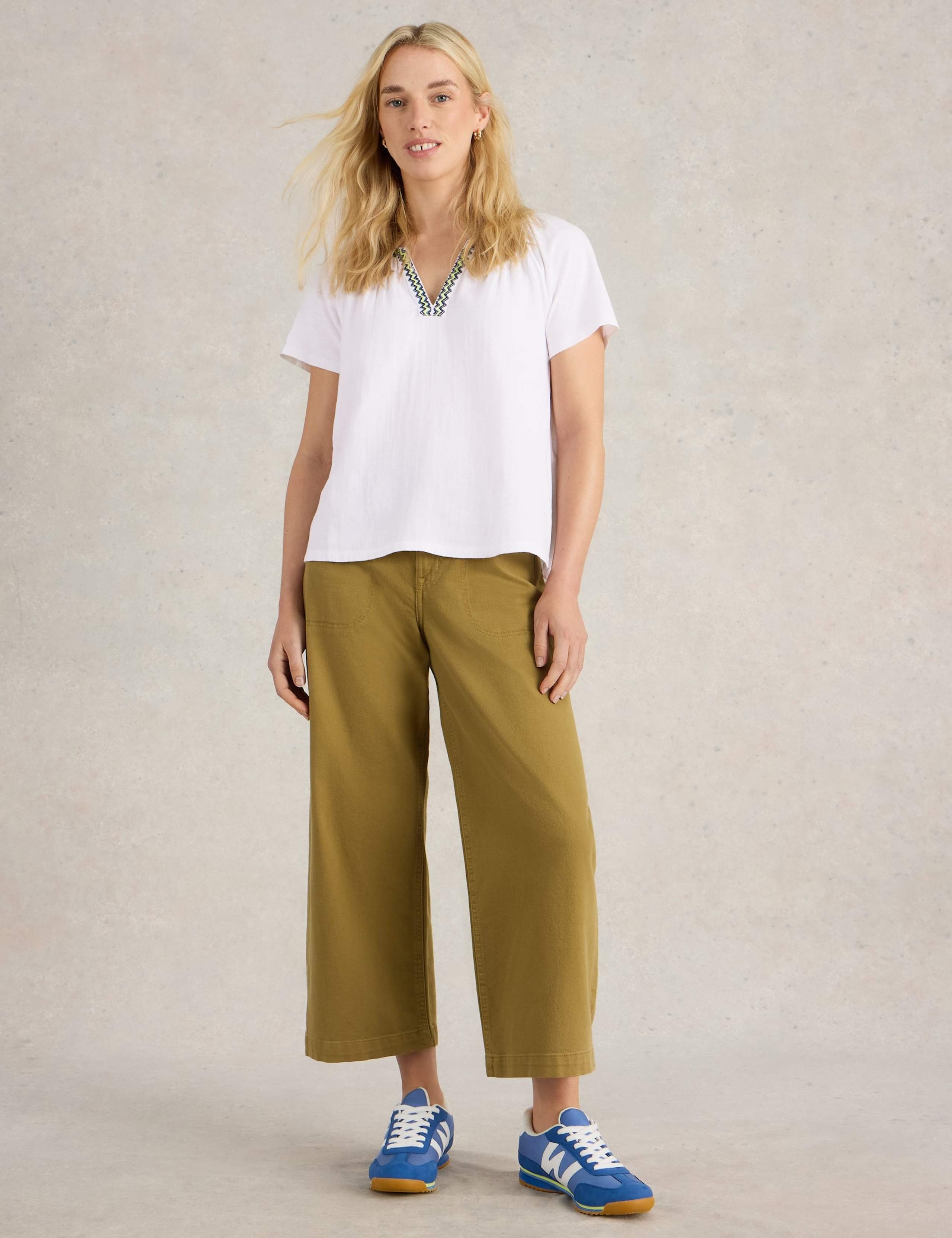 Pure Cotton Embroidered V-Neck Top 3 of 6