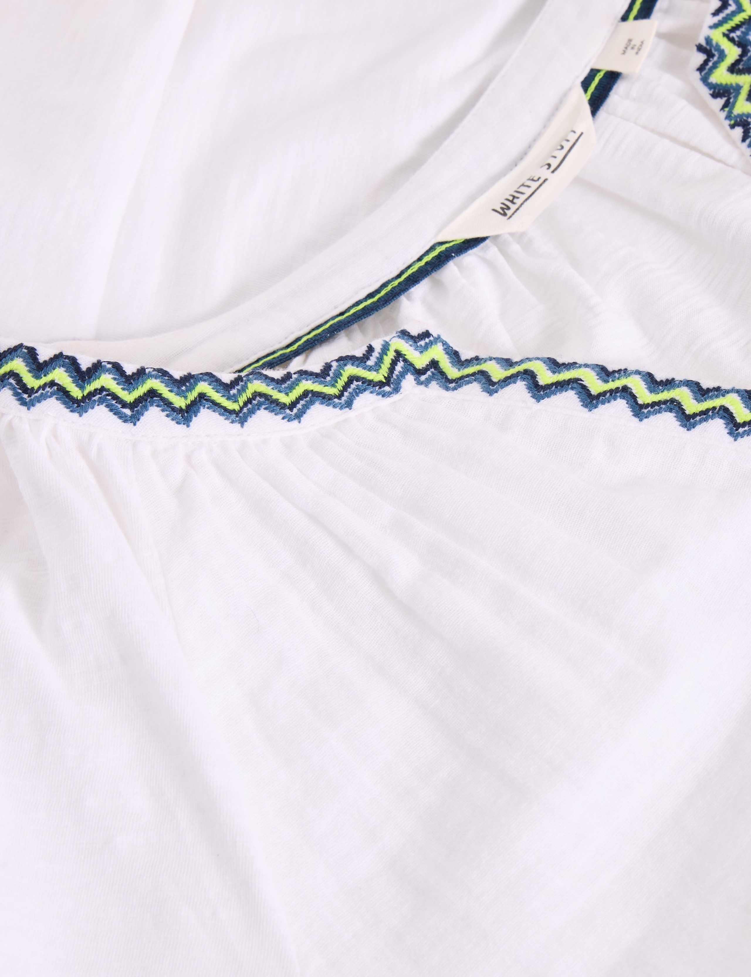 Pure Cotton Embroidered V-Neck Top 6 of 6