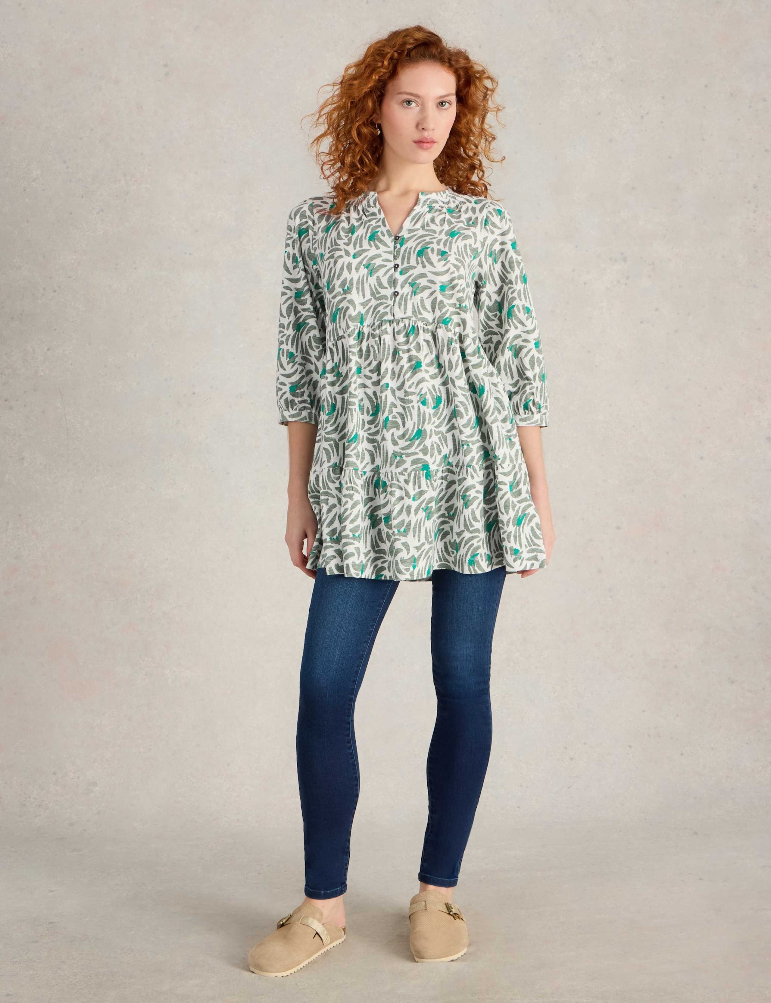 Pure Cotton Printed V-Neck Tunic 3 of 6