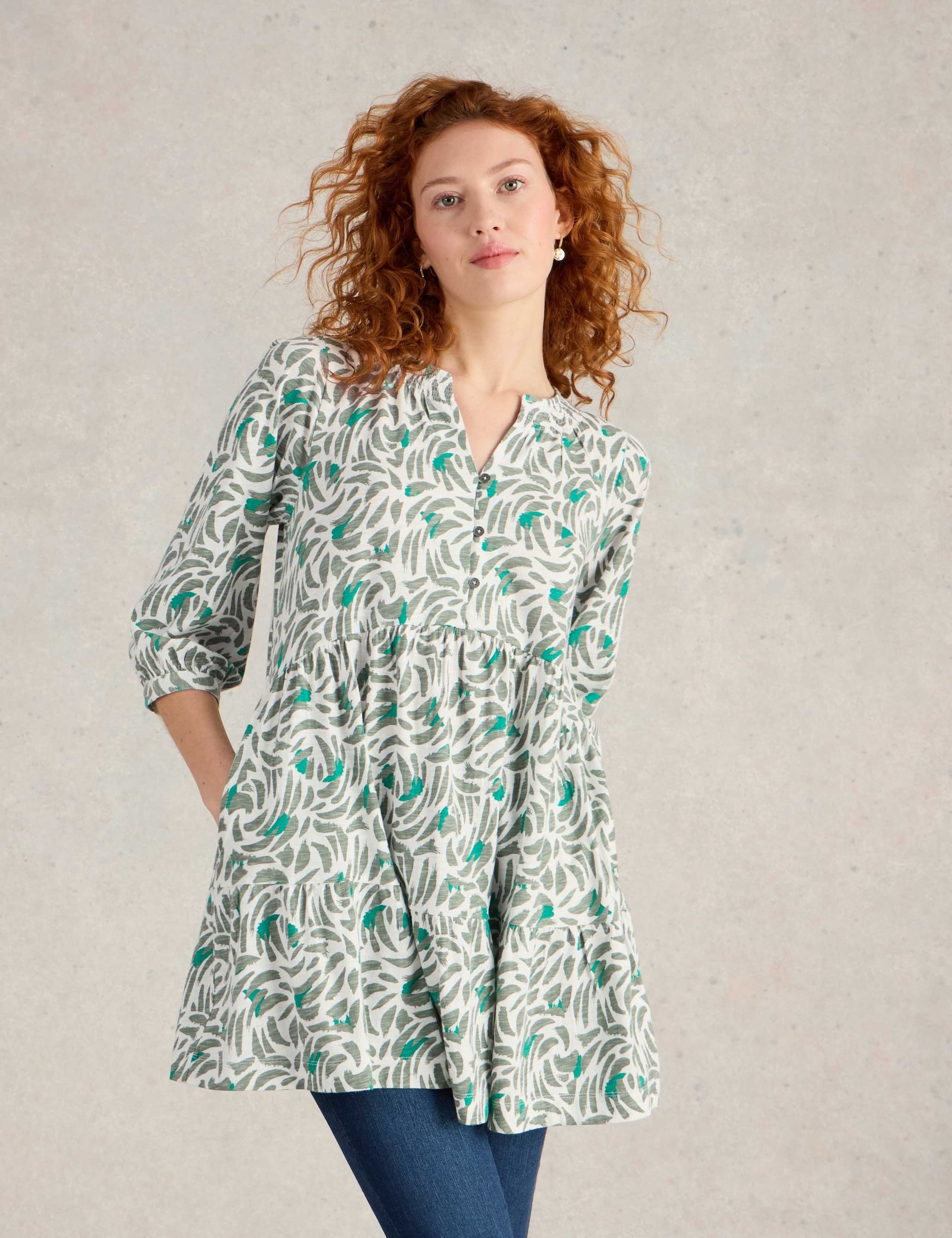 Pure Cotton Printed V-Neck Tunic 5 of 6