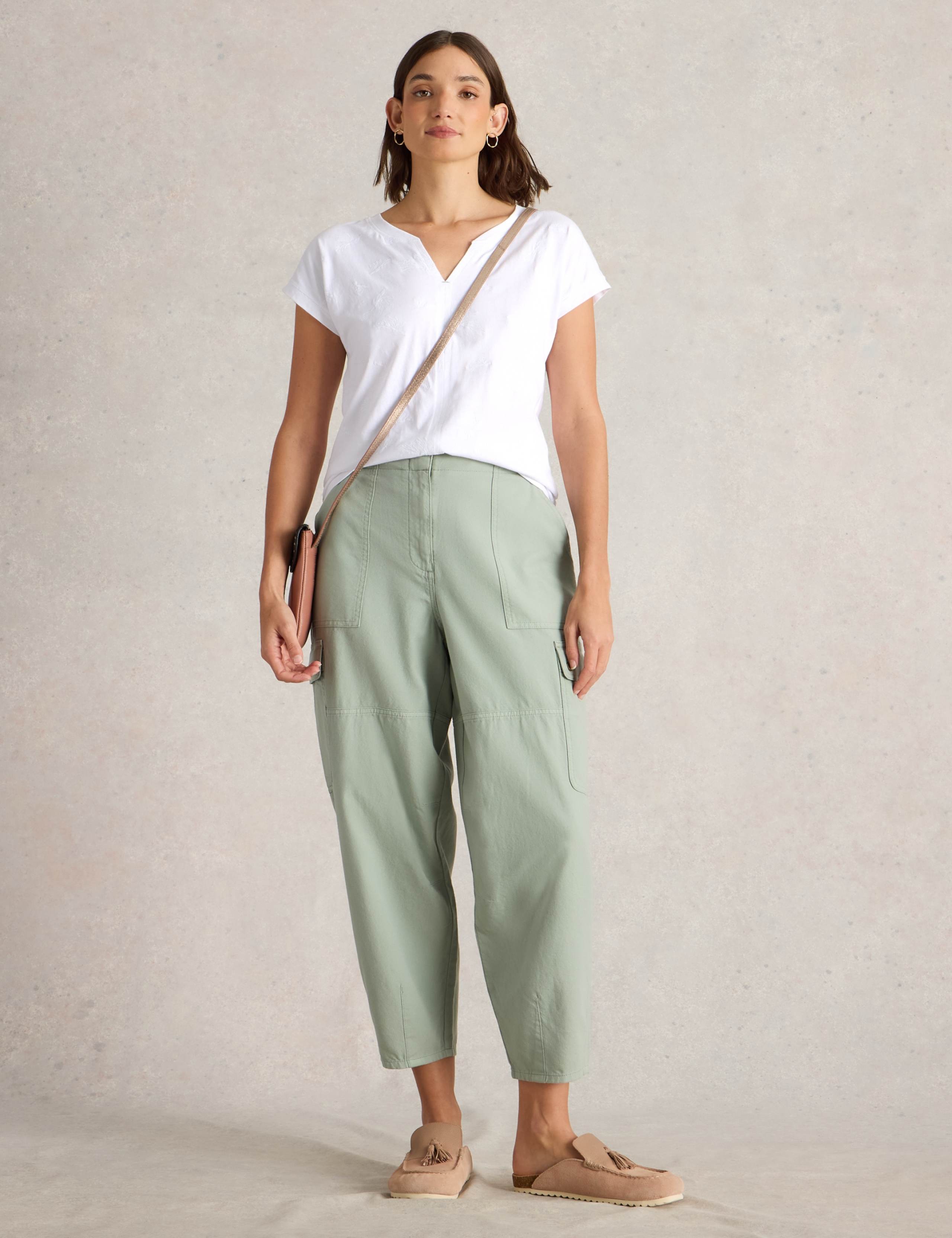 Pure Cotton Embroidered Notch Neck T-Shirt 4 of 7