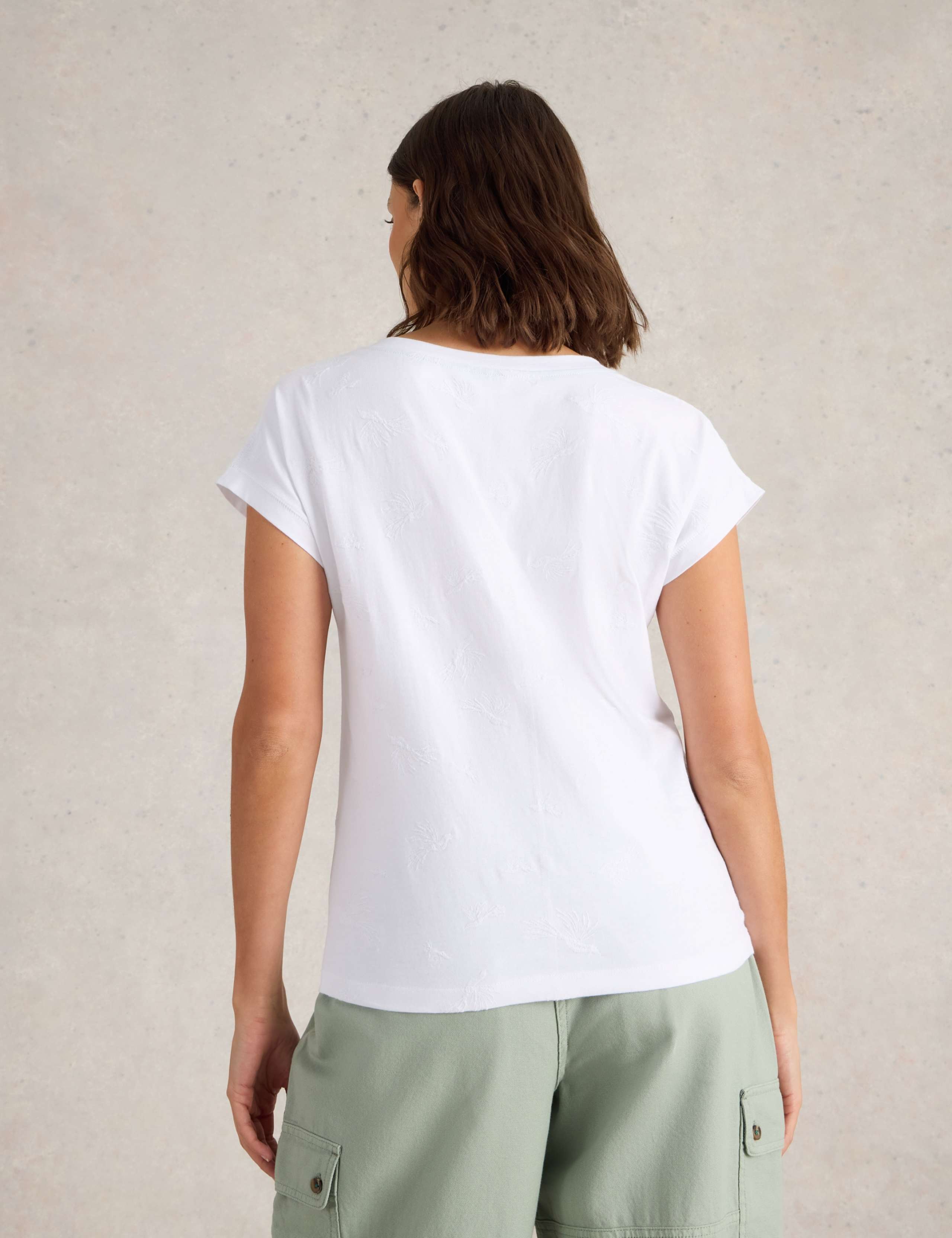 Pure Cotton Embroidered Notch Neck T-Shirt 5 of 7