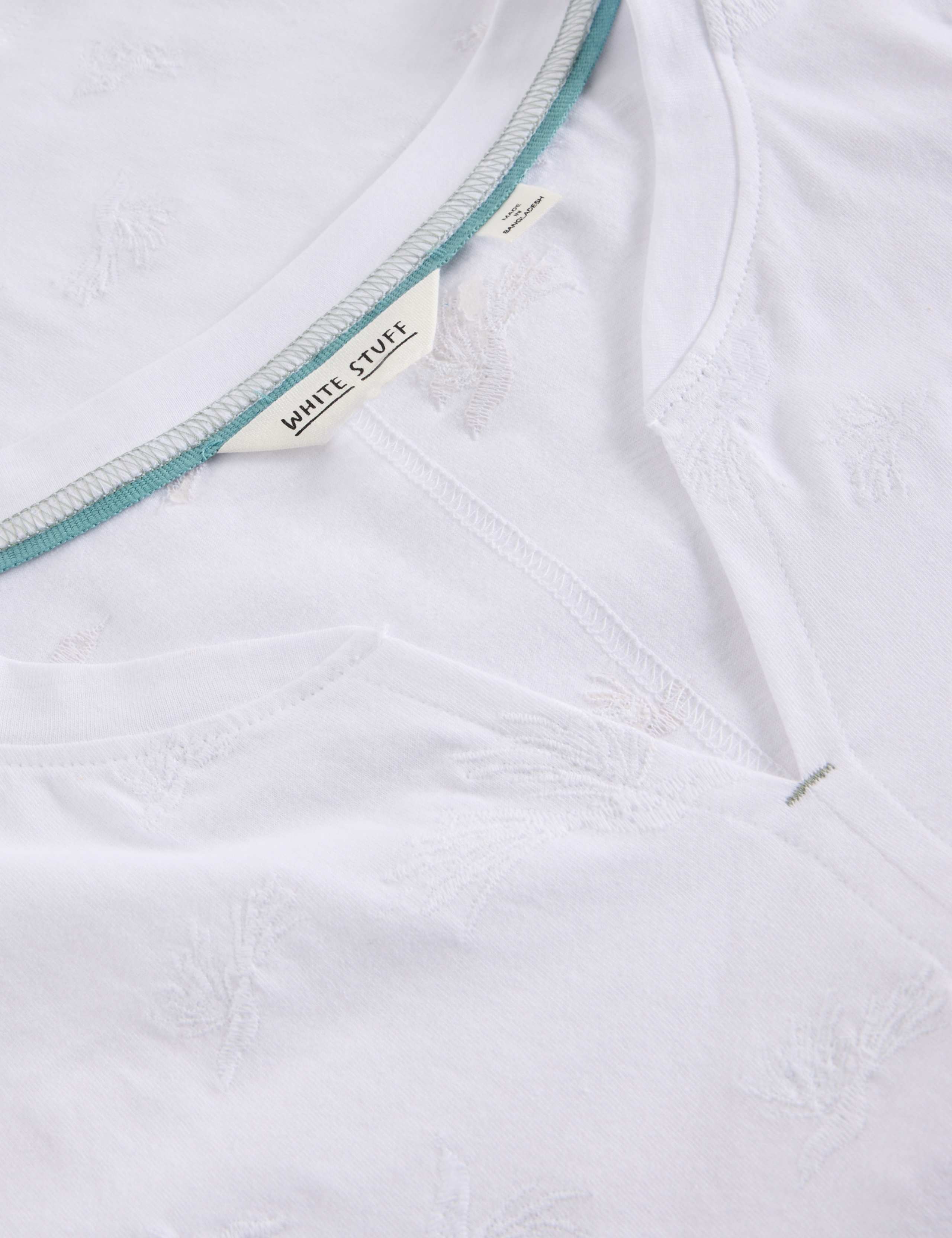 Pure Cotton Embroidered Notch Neck T-Shirt 7 of 7