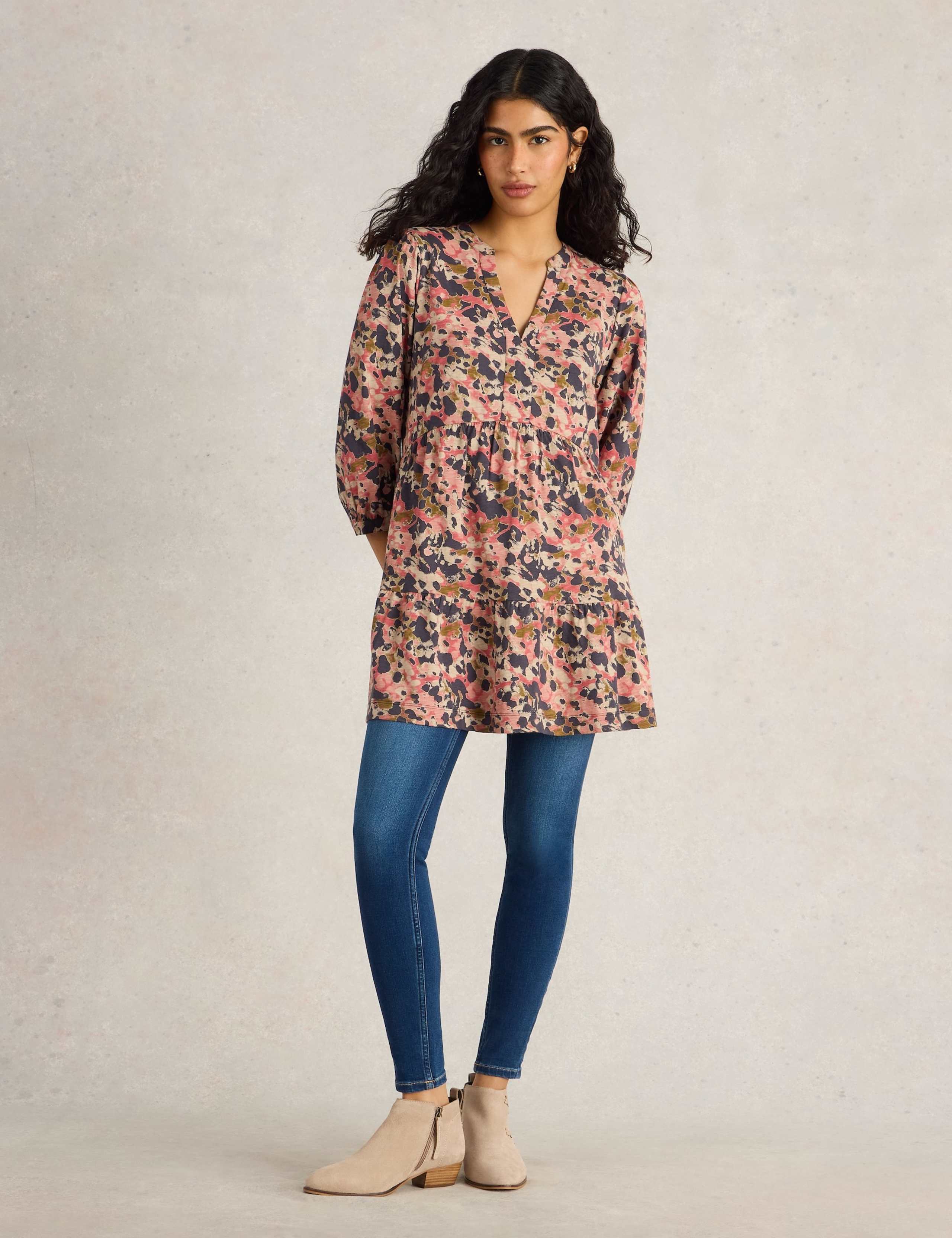 Pure Cotton Printed V-Neck Tunic 3 of 6
