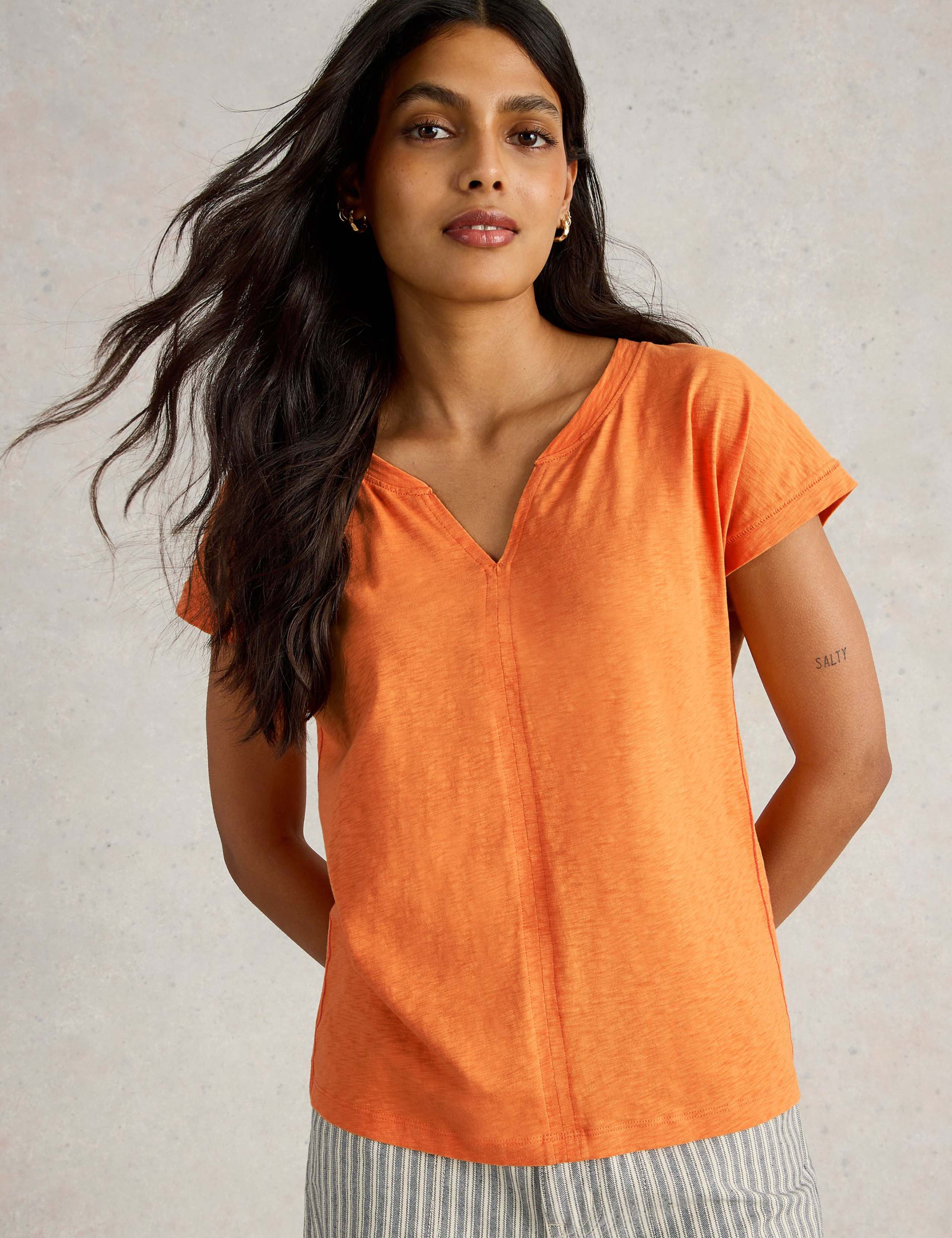 Pure Cotton Notch Neck T-Shirt 5 of 6