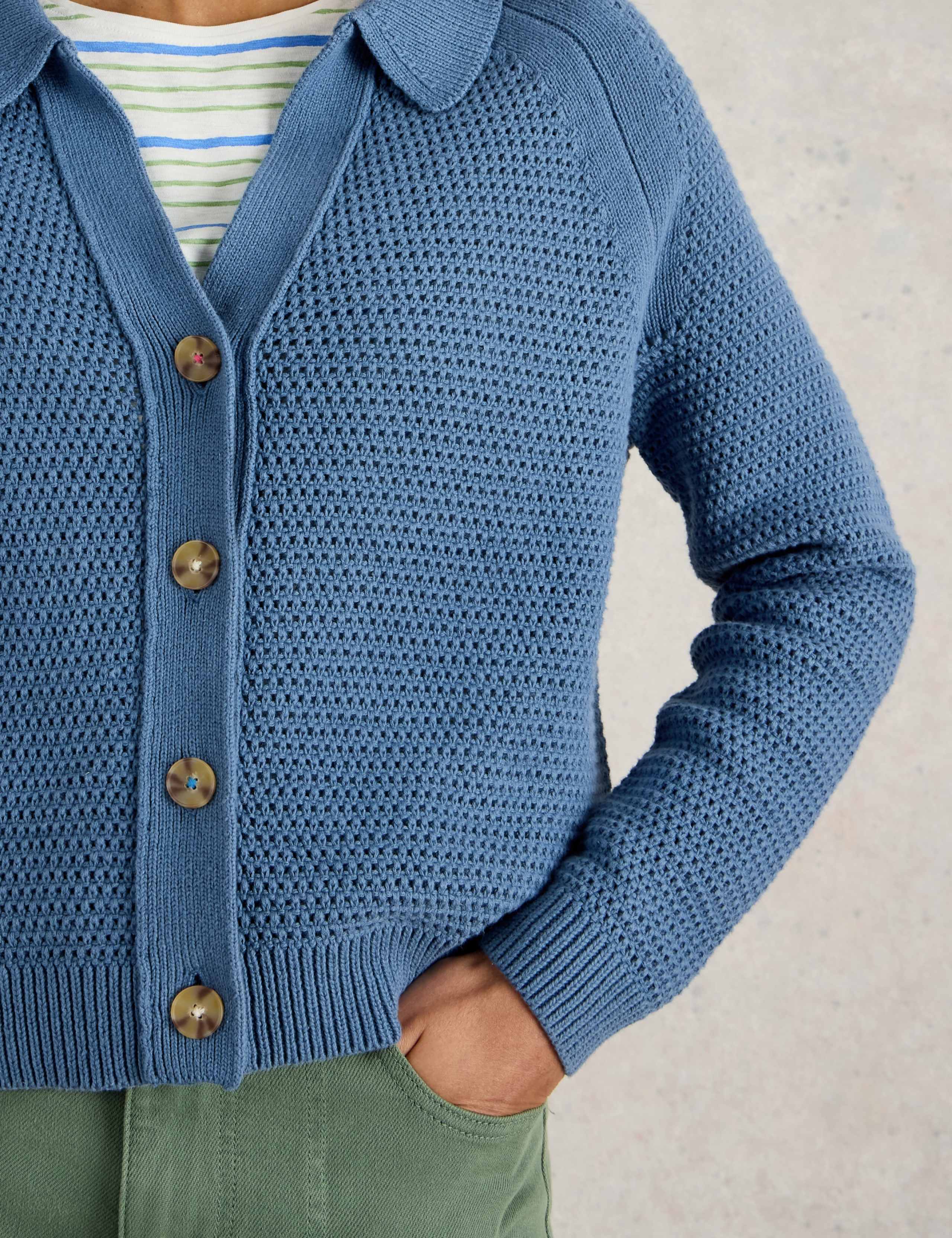 Pure Cotton Textured Collared Cardigan 6 of 7