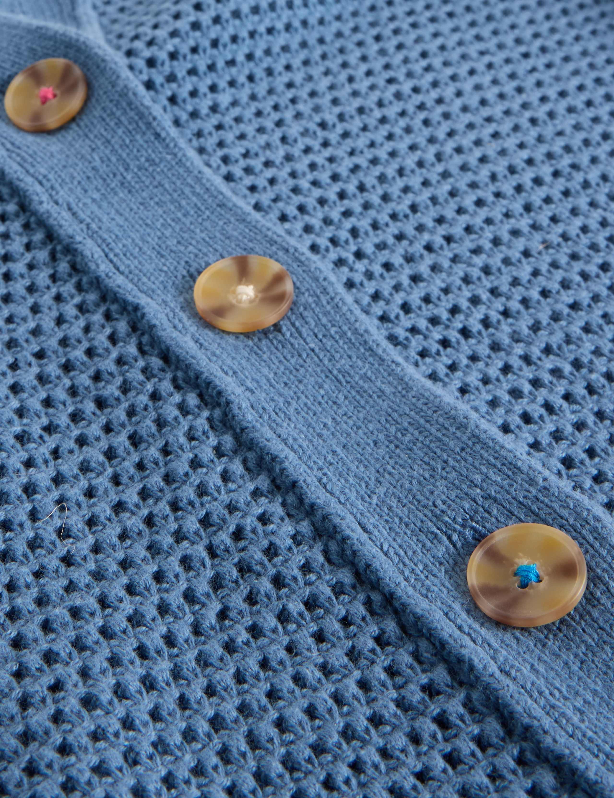 Pure Cotton Textured Collared Cardigan 7 of 7