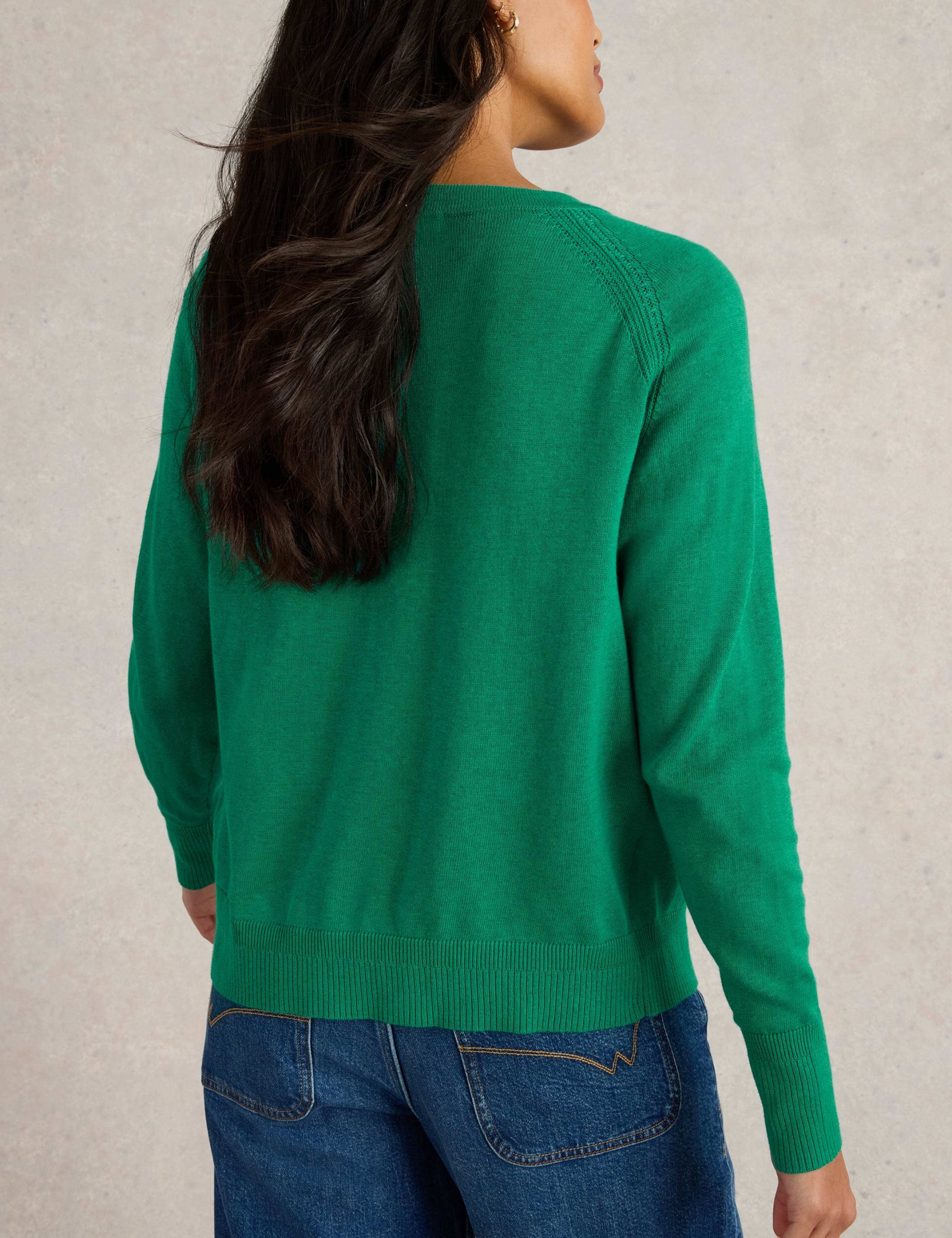 Pure Cotton Crew Neck Cardigan 5 of 7