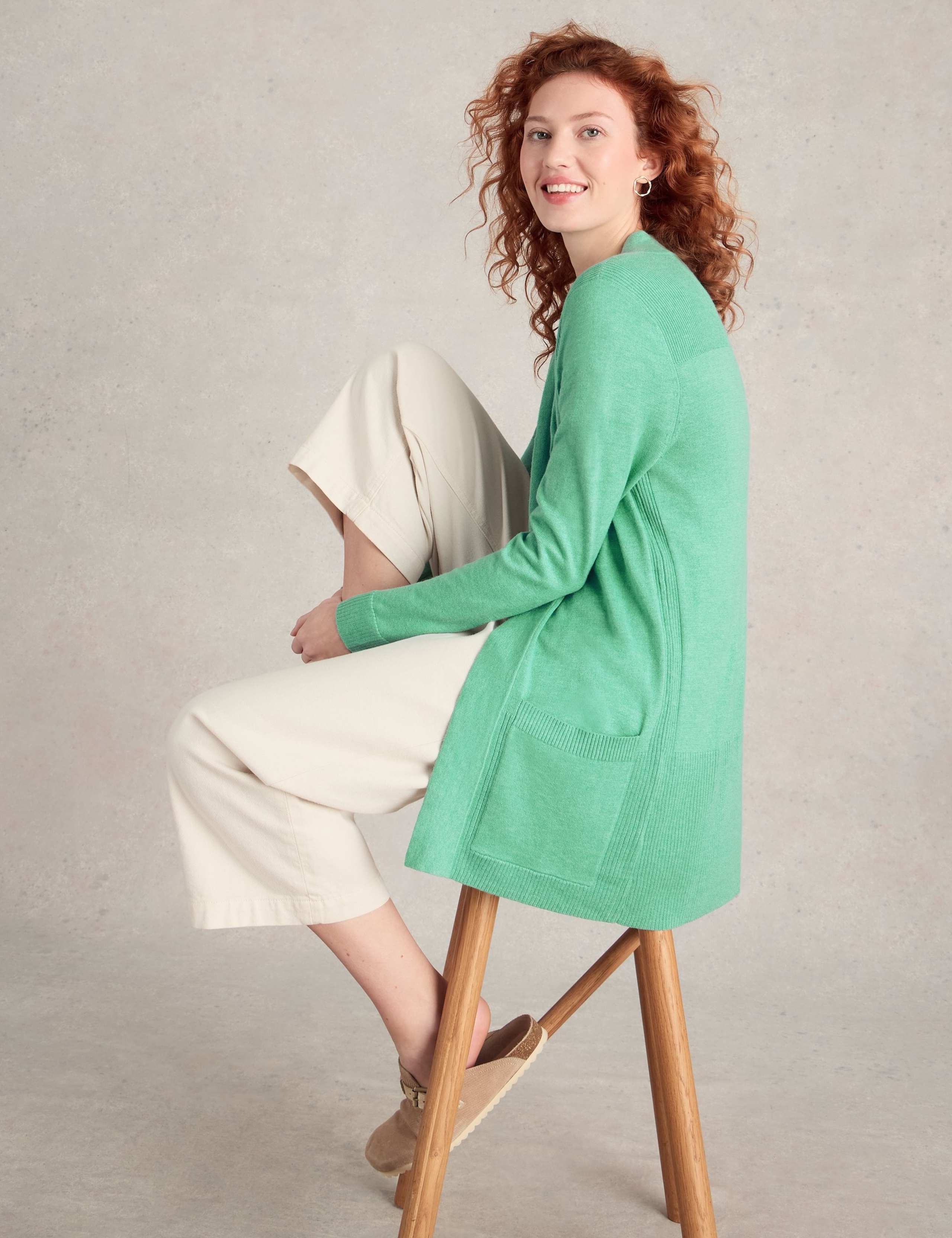 Cotton Blend Edge to Edge Cardigan 1 of 6