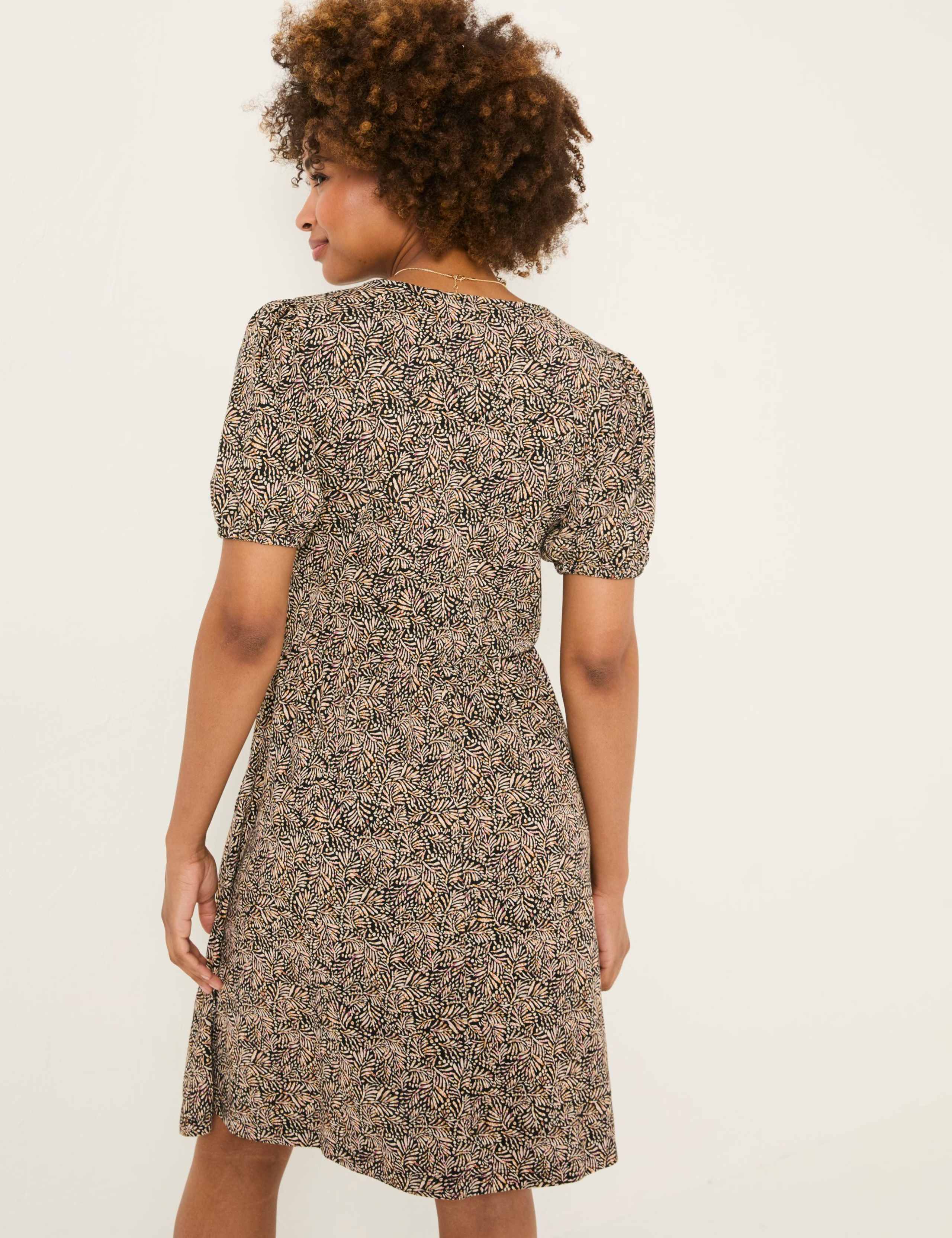Cotton Rich Printed V-Neck Waisted Dress 5 of 6