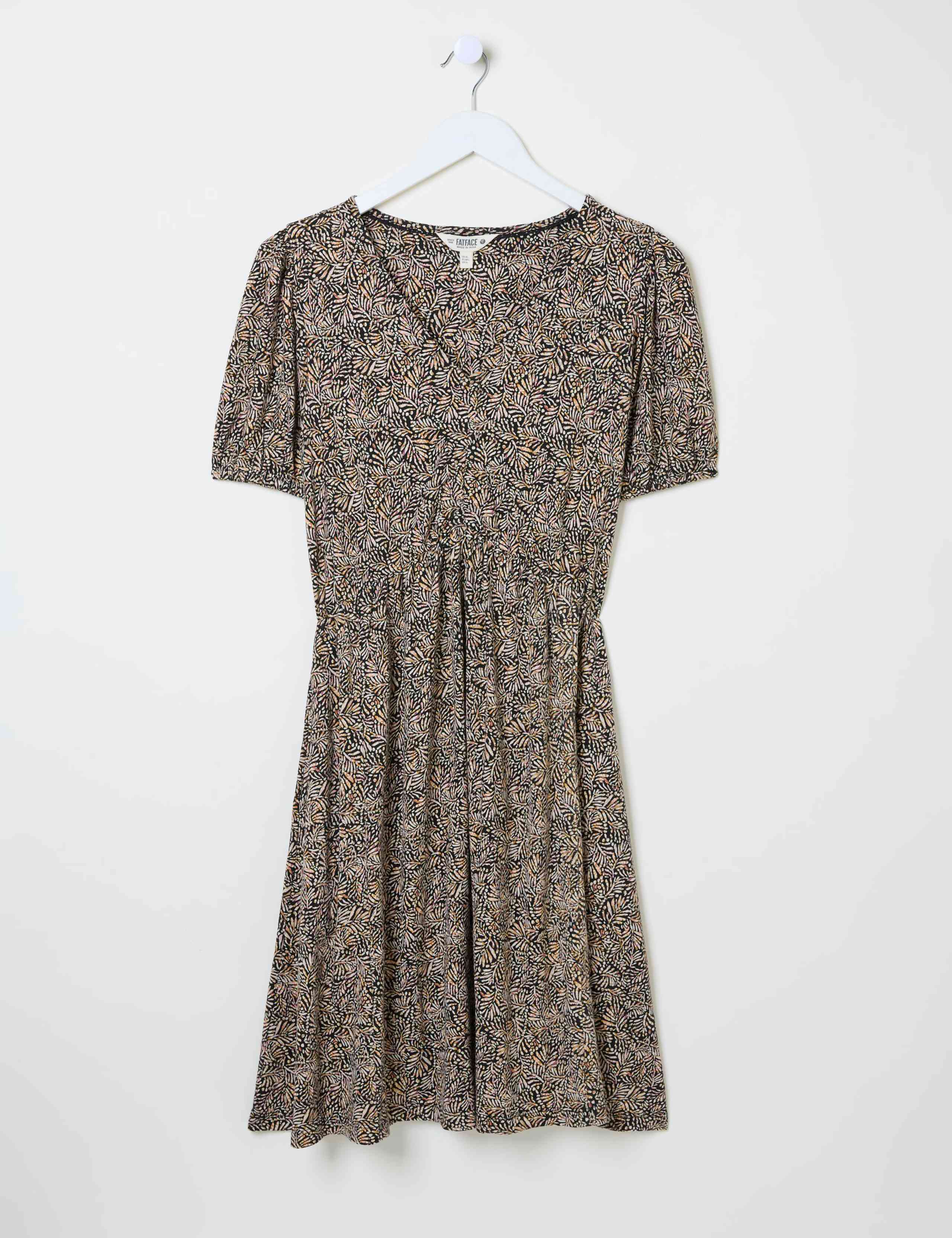 Cotton Rich Printed V-Neck Waisted Dress 2 of 6
