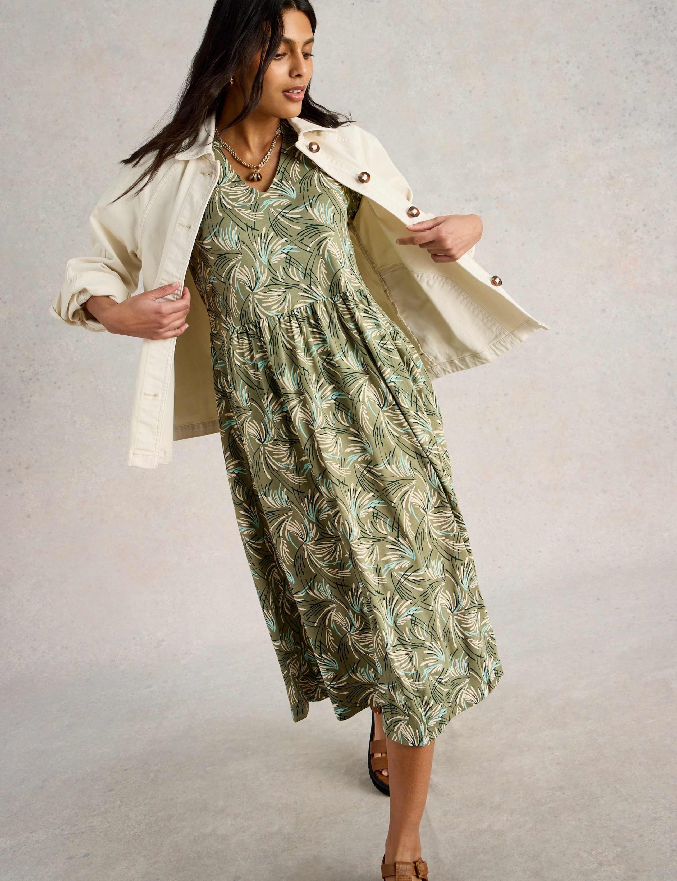 Cotton Blend Printed Midi Jersey Tea Dress 5 of 6