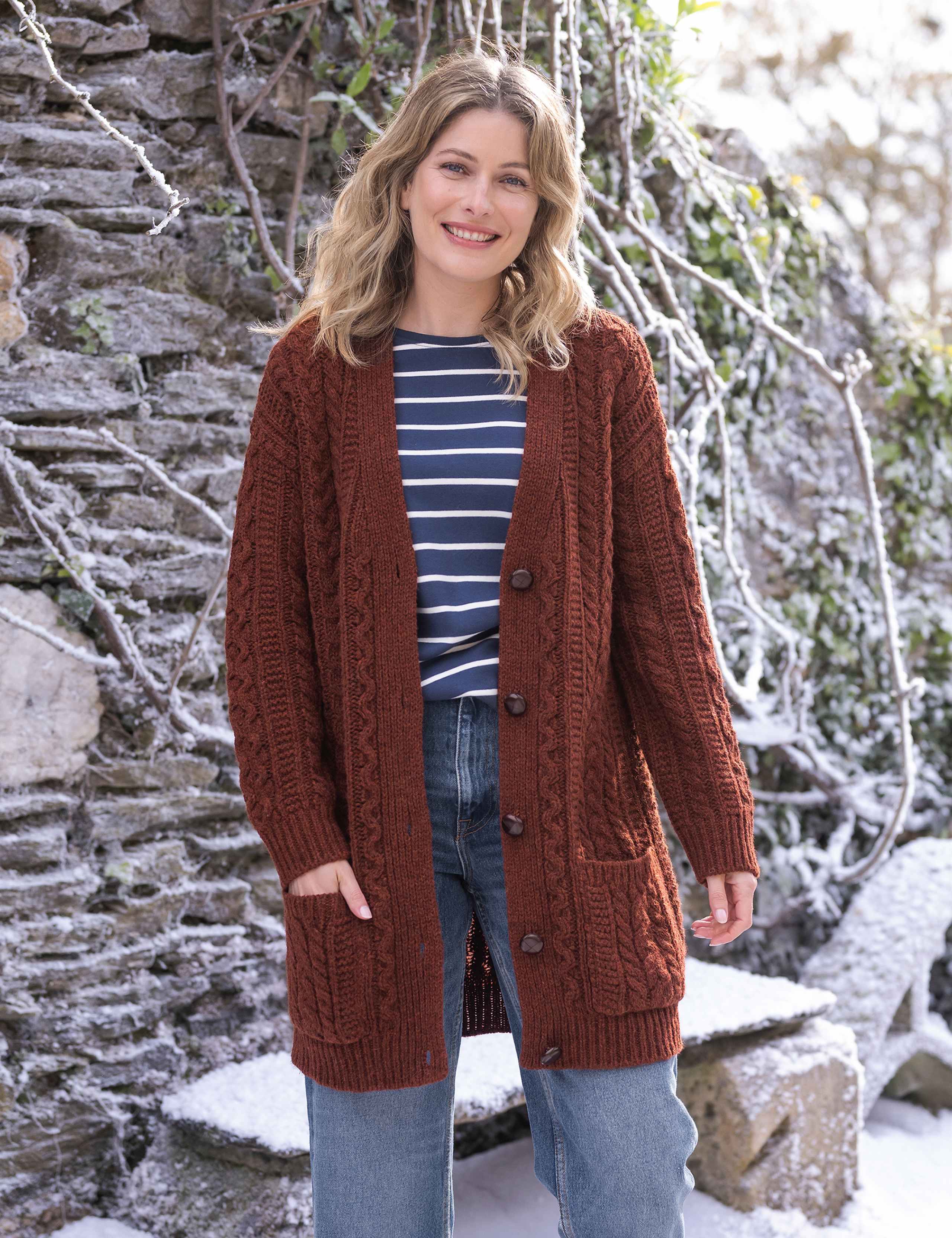 Pure Wool Cable Knit V-Neck Cardigan 1 of 7