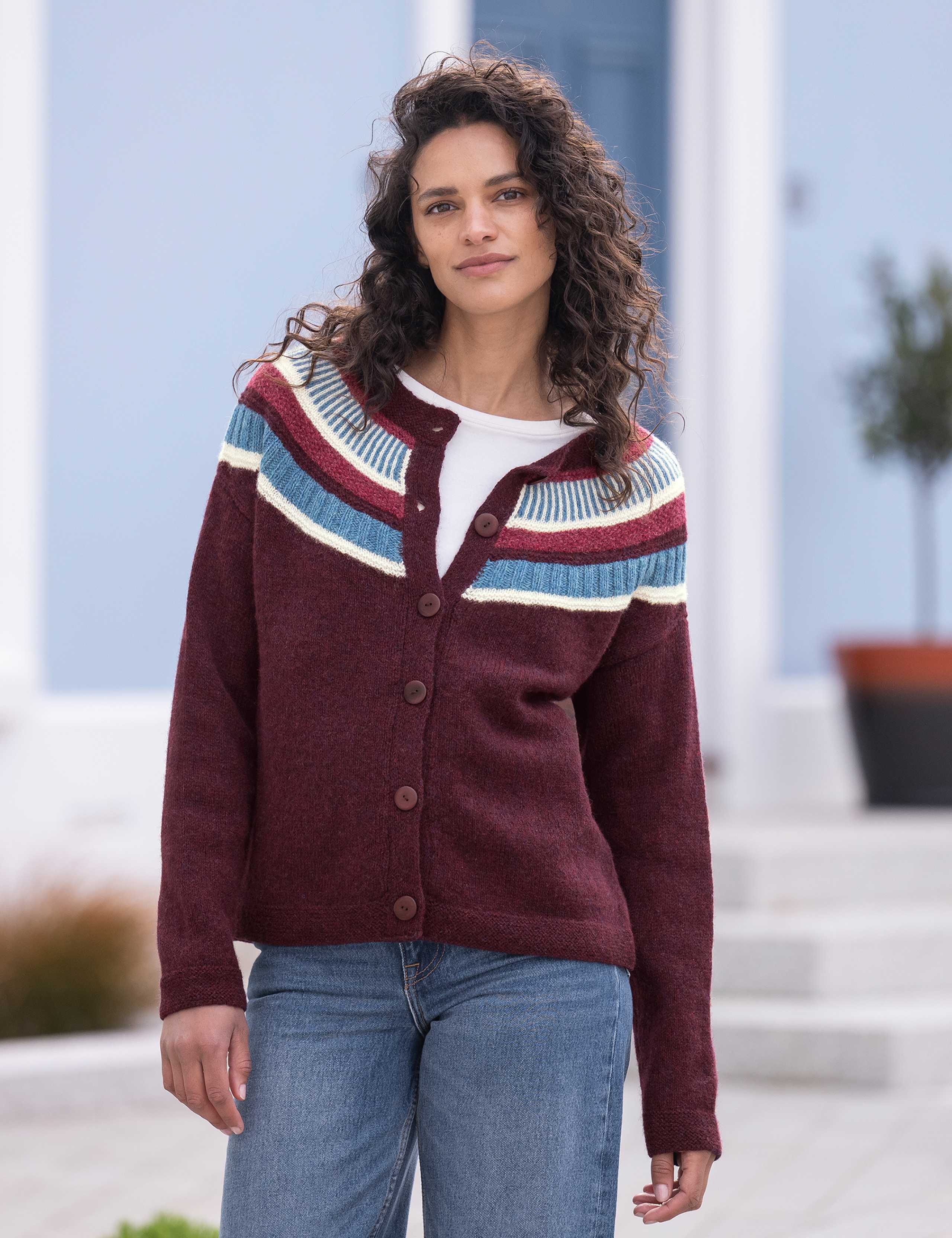 Pure Wool Colour Block Cardigan 3 of 6