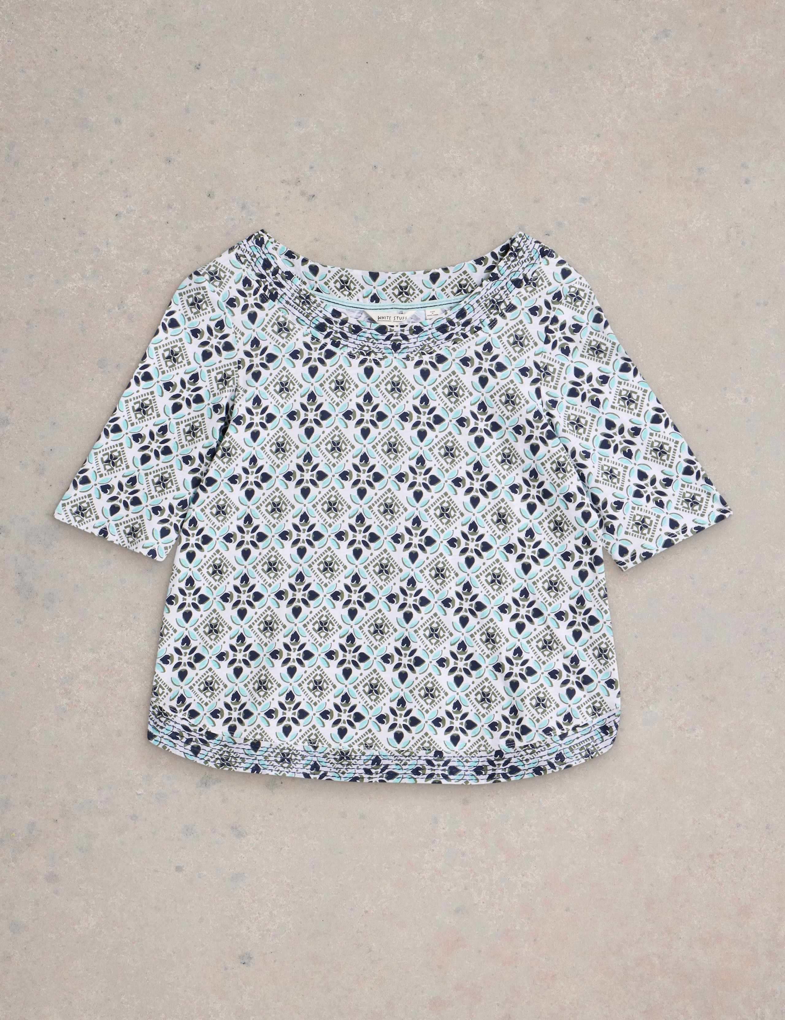 Pure Cotton Printed Scoop Neck T-Shirt 2 of 6