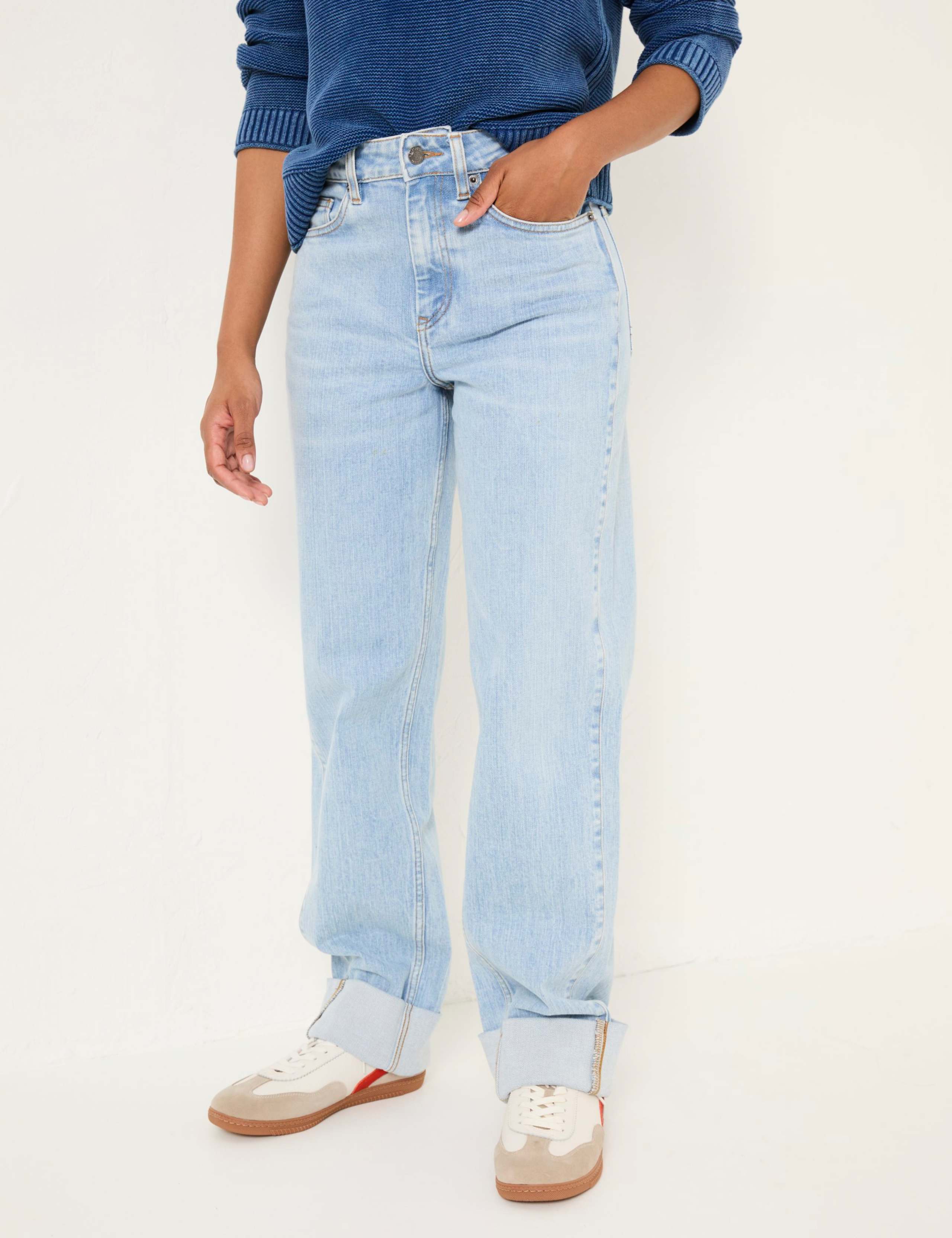 Mid Rise Wide Leg Turn Up Jeans 1 of 4