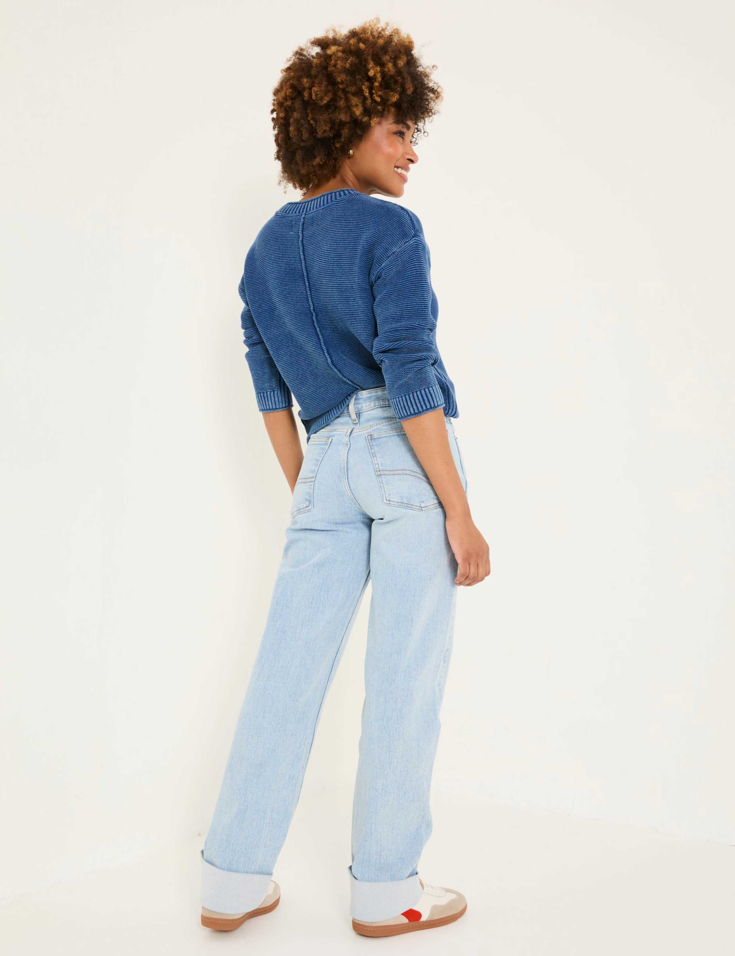 Mid Rise Wide Leg Turn Up Jeans 3 of 4