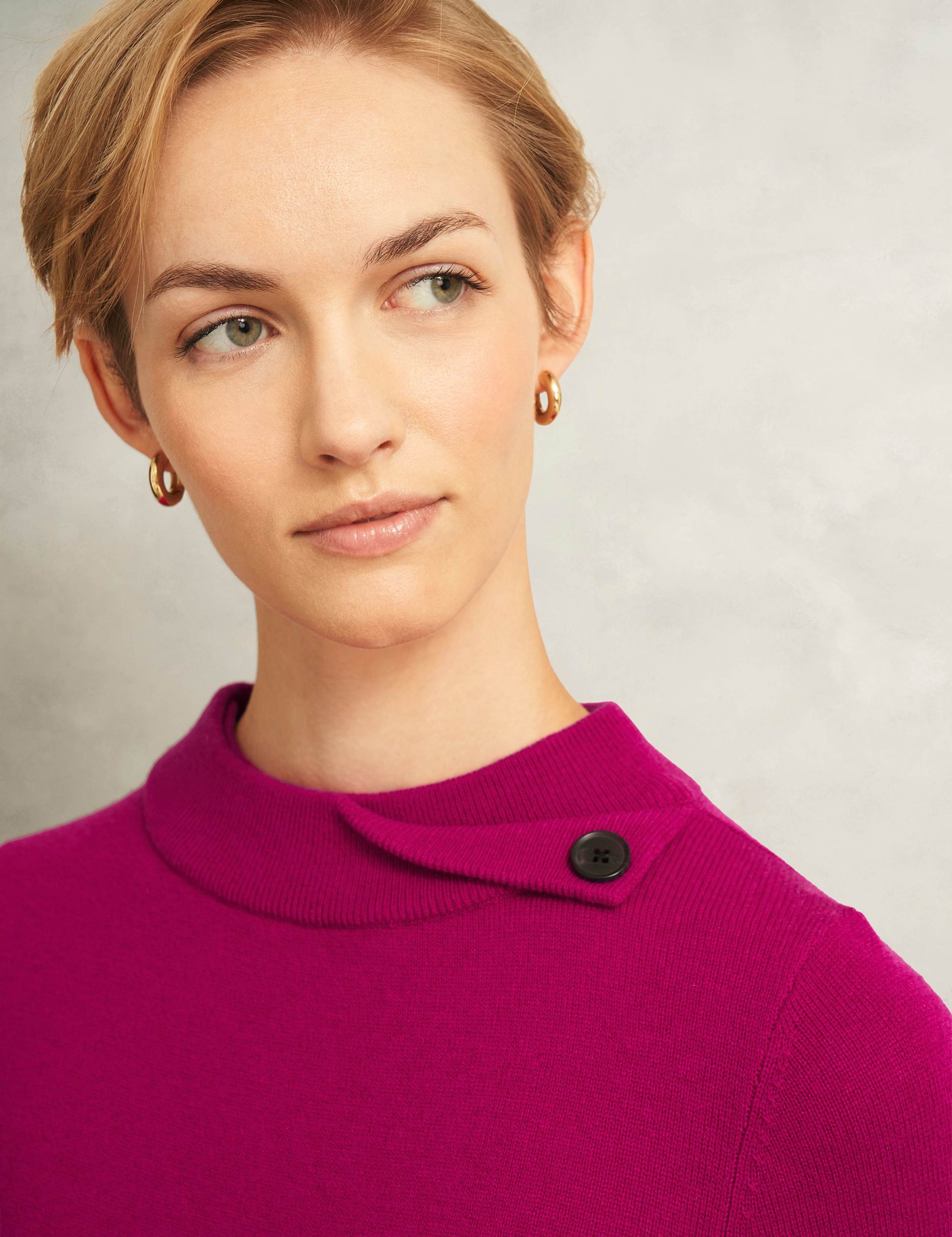 Merino Rich Roll Neck Button Detail Jumper 5 of 5